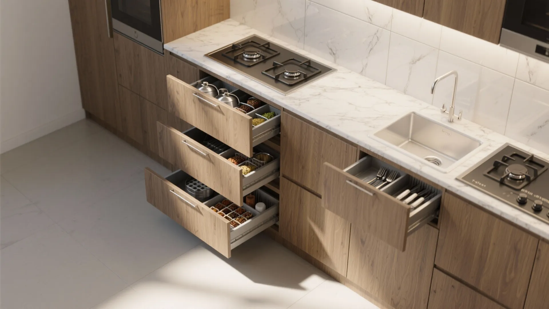 Minimalist kitchen storage that suits Mumbai cooking