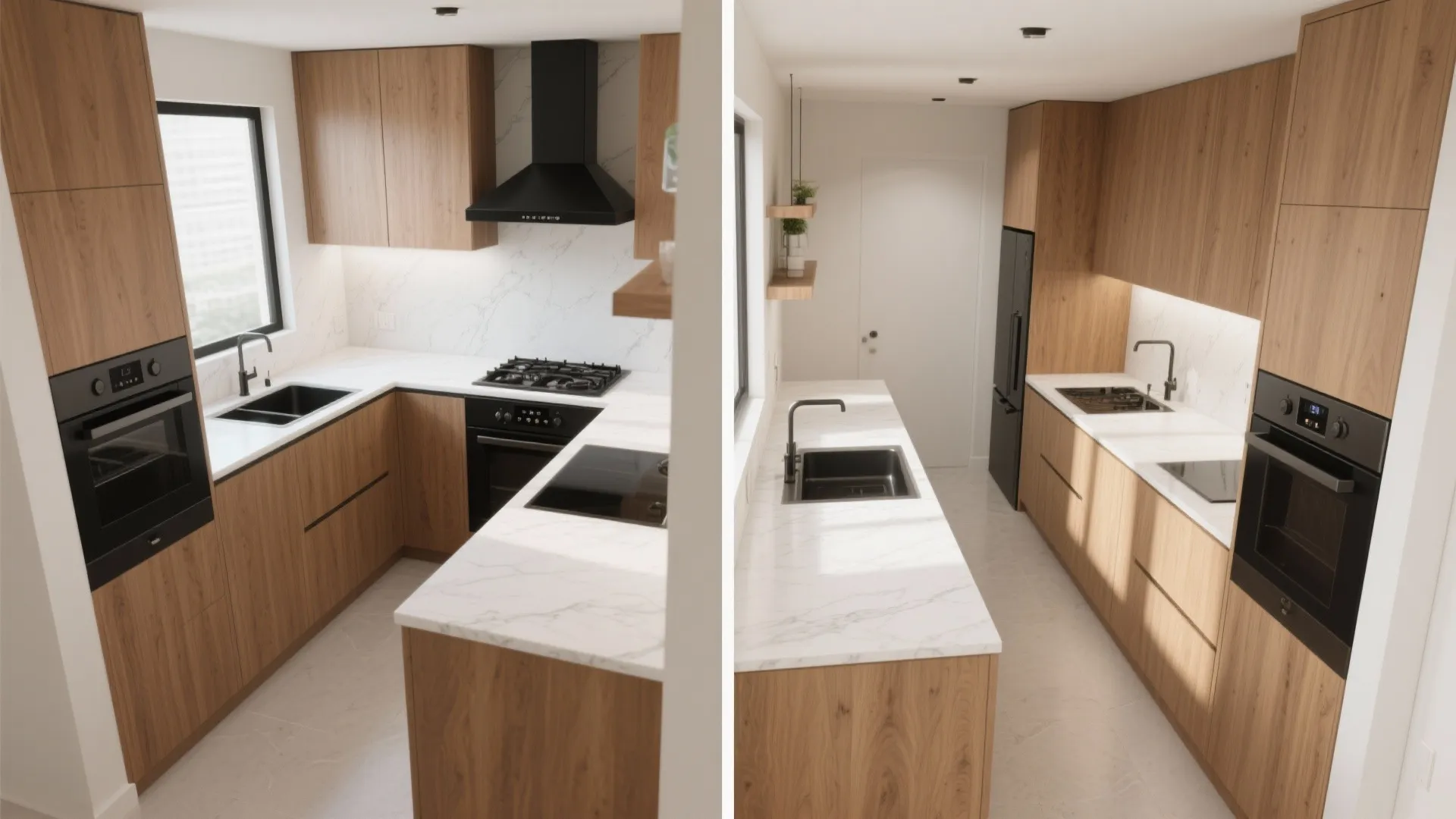 Efficient kitchen planning: L-shaped or parallel with a breakfast ledge
