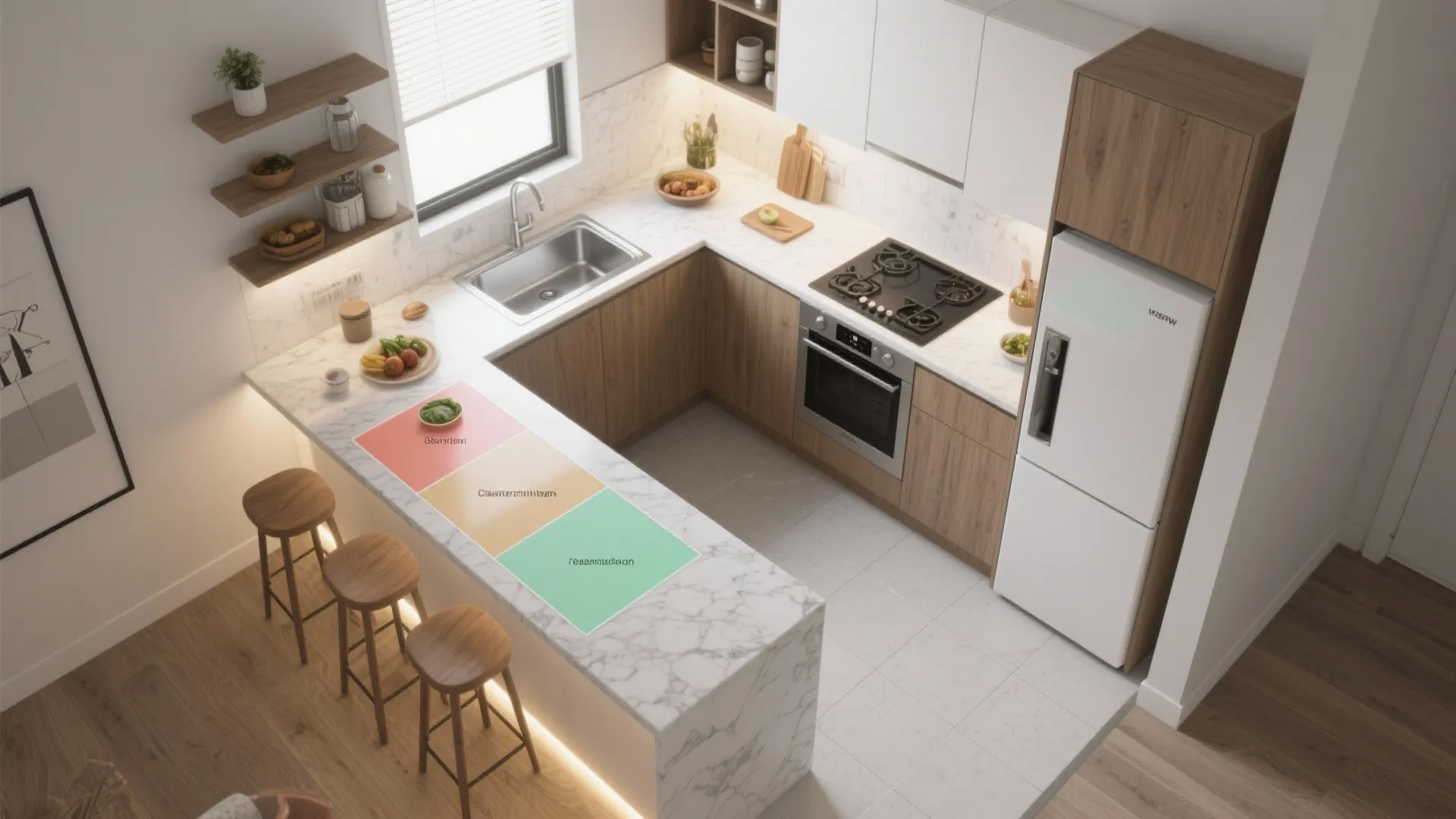 L-shaped Kitchen with a Breakfast Ledge