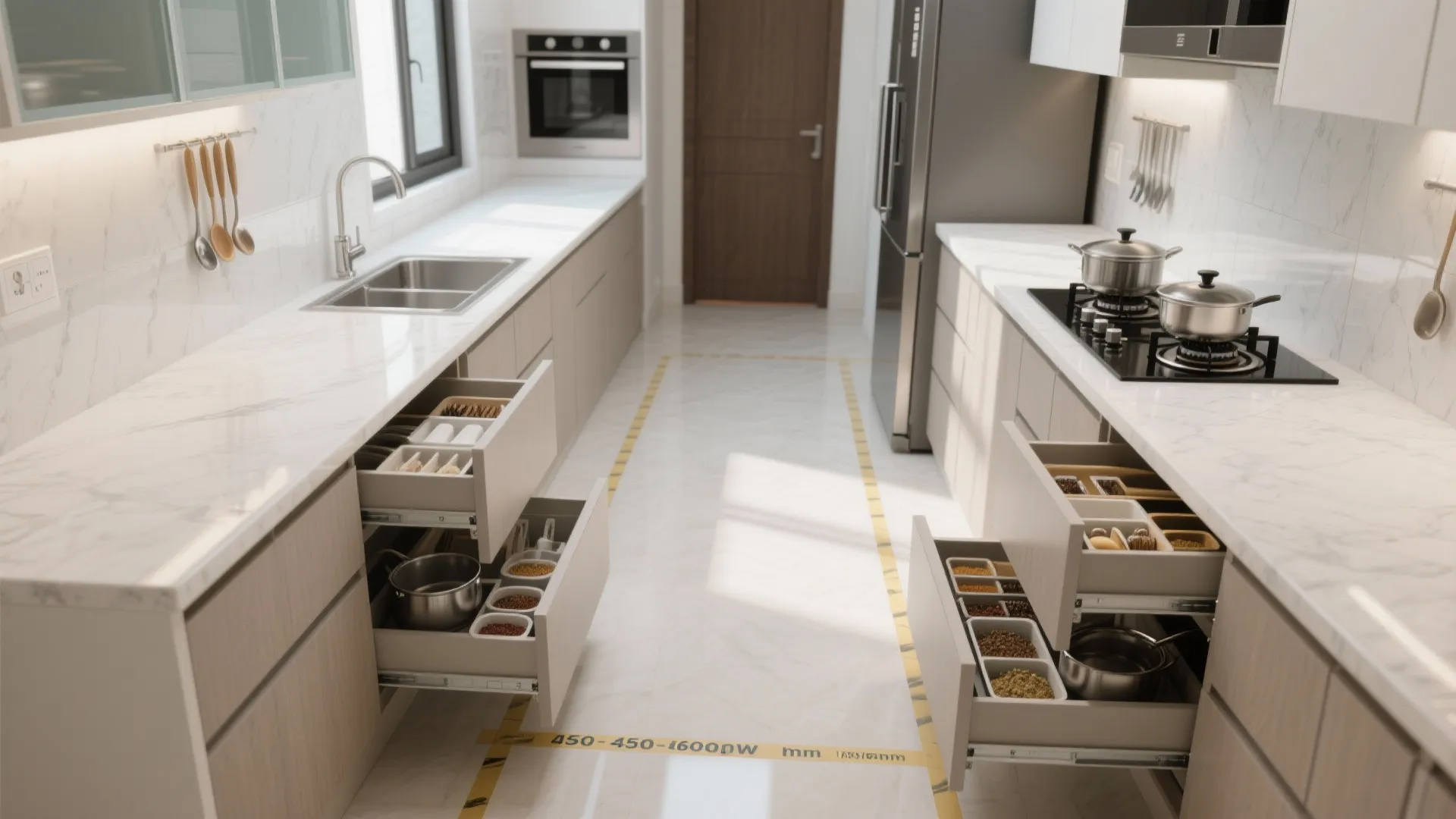 Space-Smart Modular Kitchen (L-Shape or Parallel)
