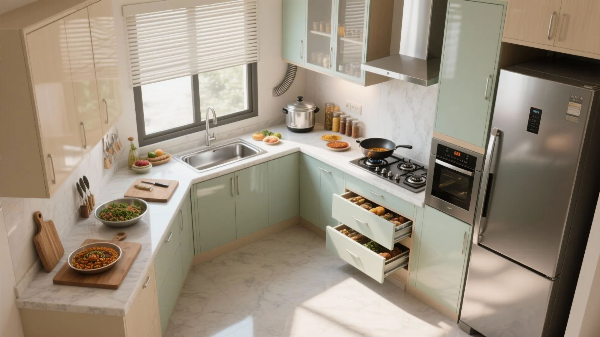 Modular kitchen zoning that fits Indian cooking