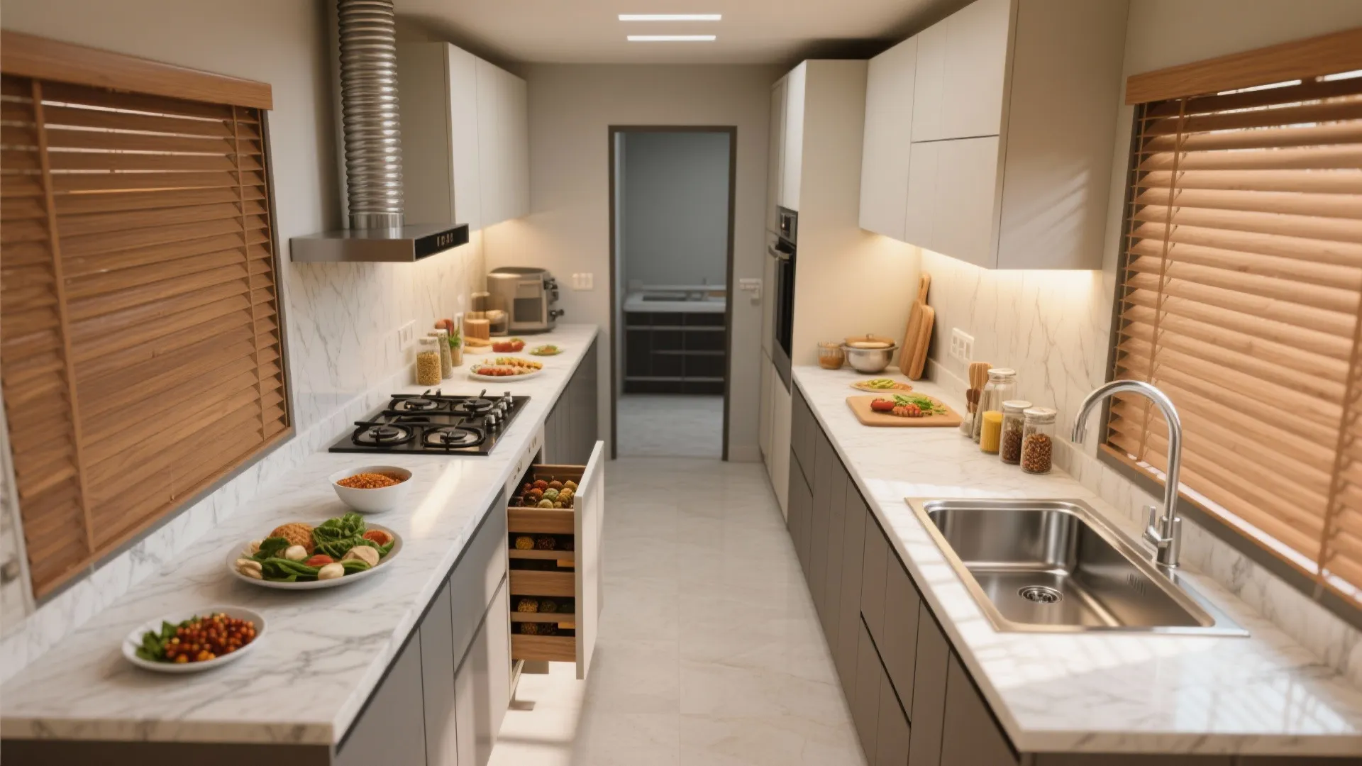 Modular kitchen optimized for Indian cooking
