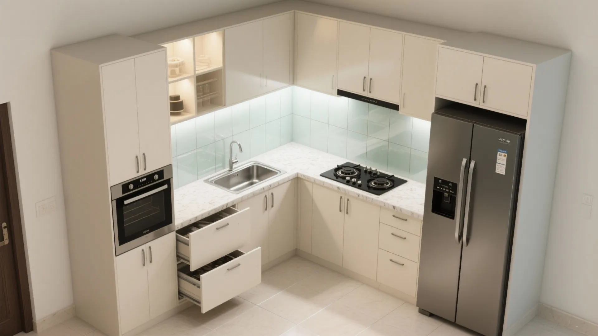 Smart kitchen: vertical storage, airy finishes, and efficient layouts