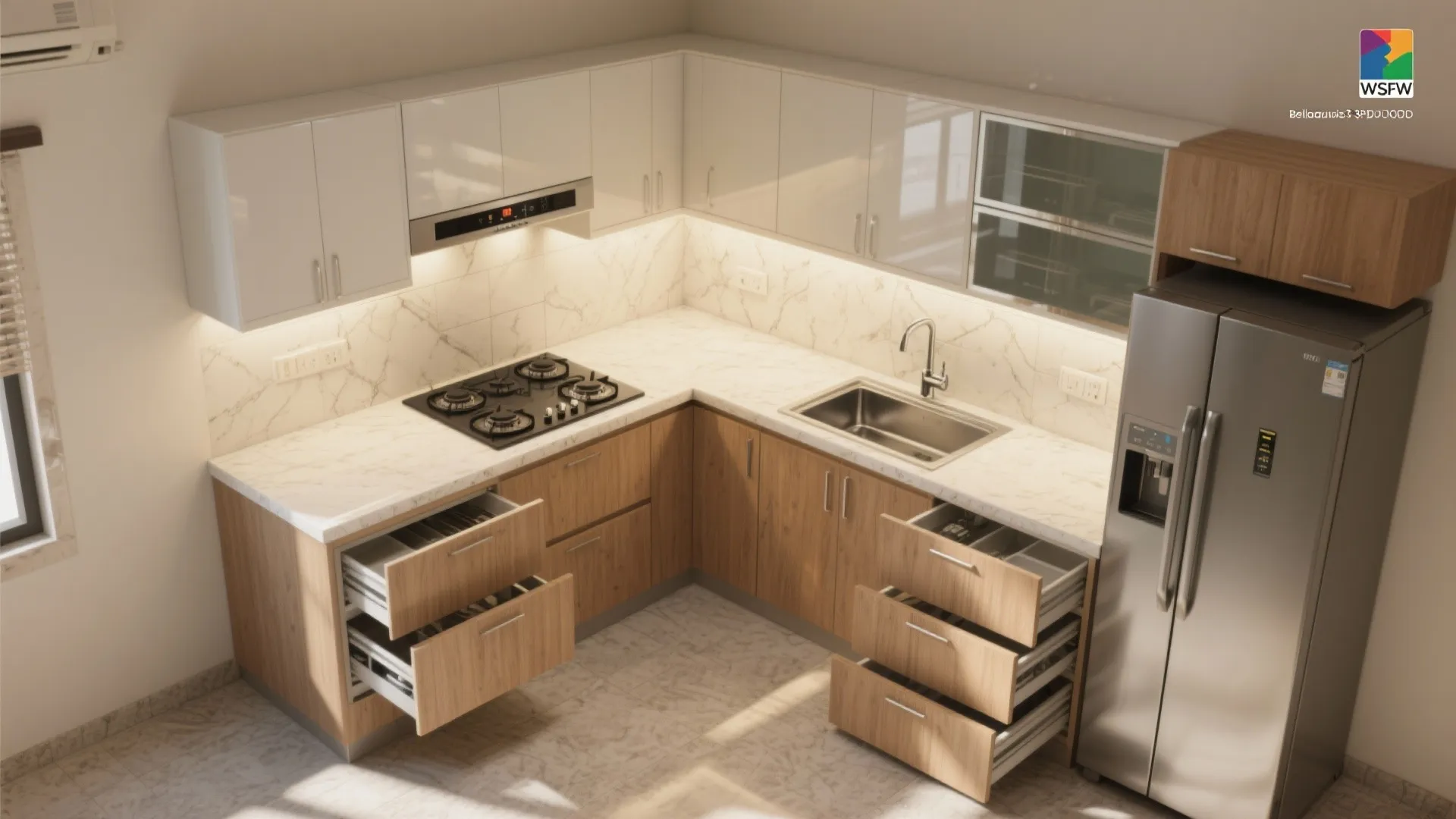 Modular kitchen zoning for efficiency