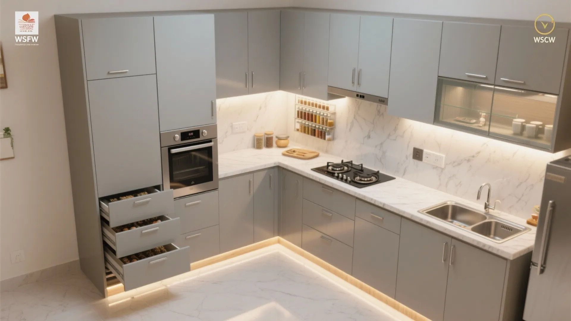 Minimalist modular kitchen storage