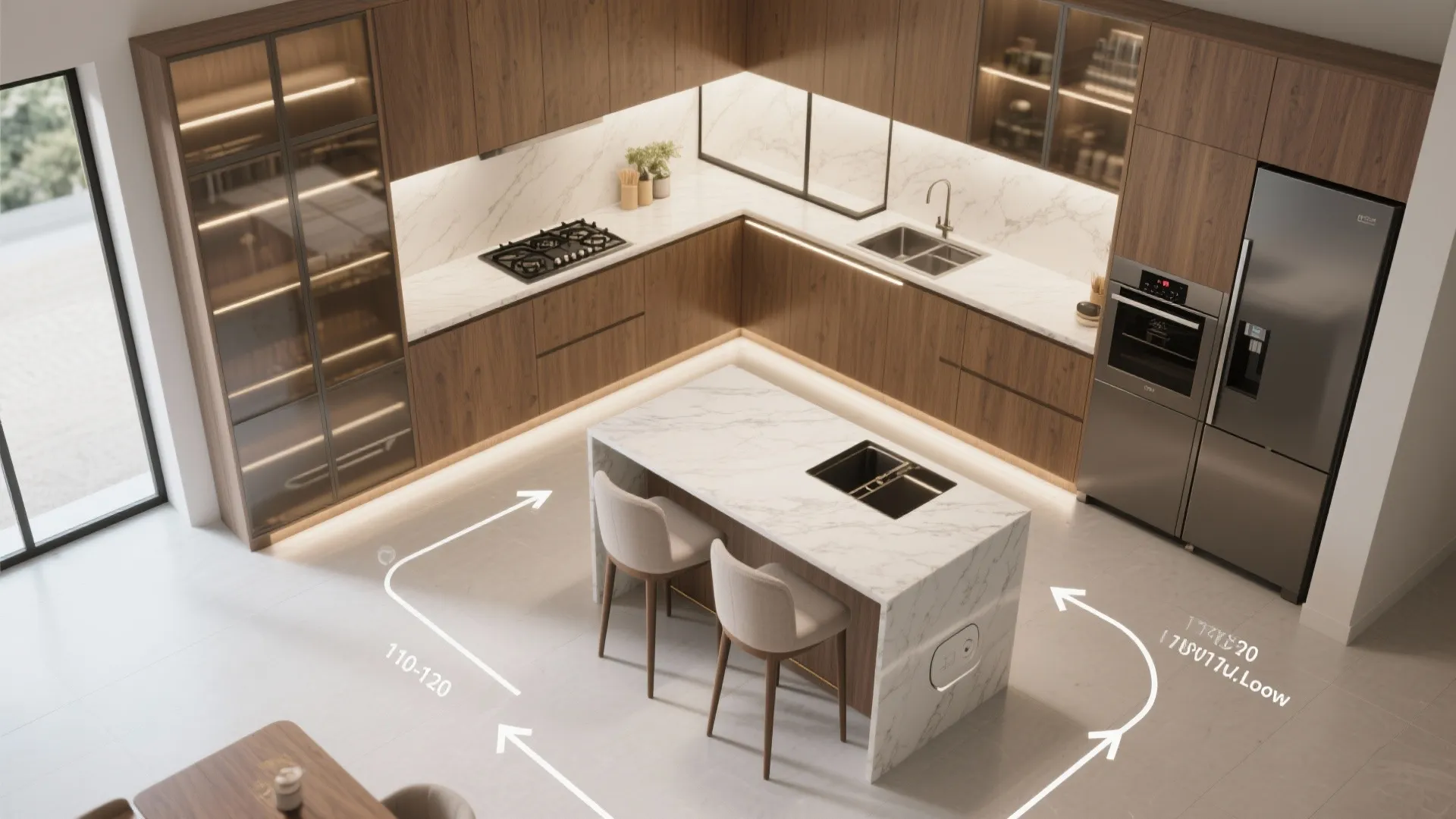 L-shaped Luxury Kitchen with a Social Island