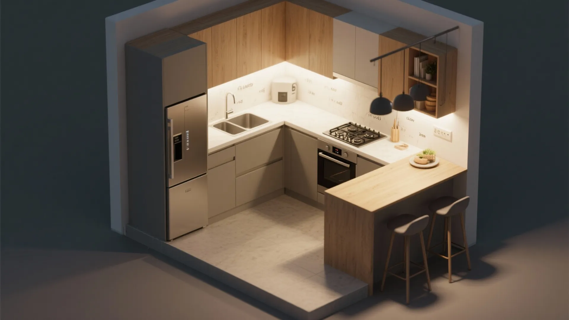 L-Shaped Kitchen With a Compact Peninsula