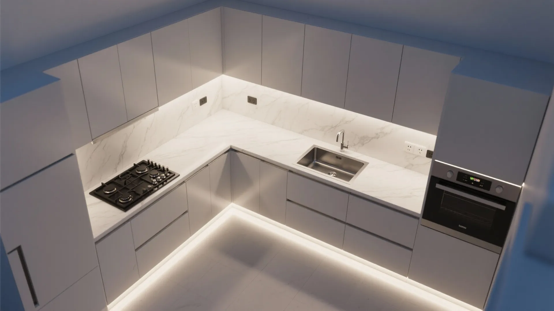 Low-glare task lighting in the kitchen