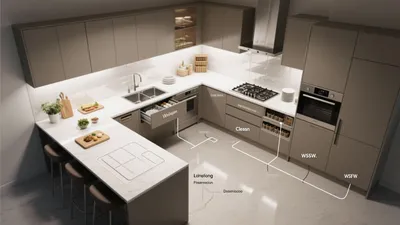 Modern L-Shaped Kitchen with Smart Storage Solutions