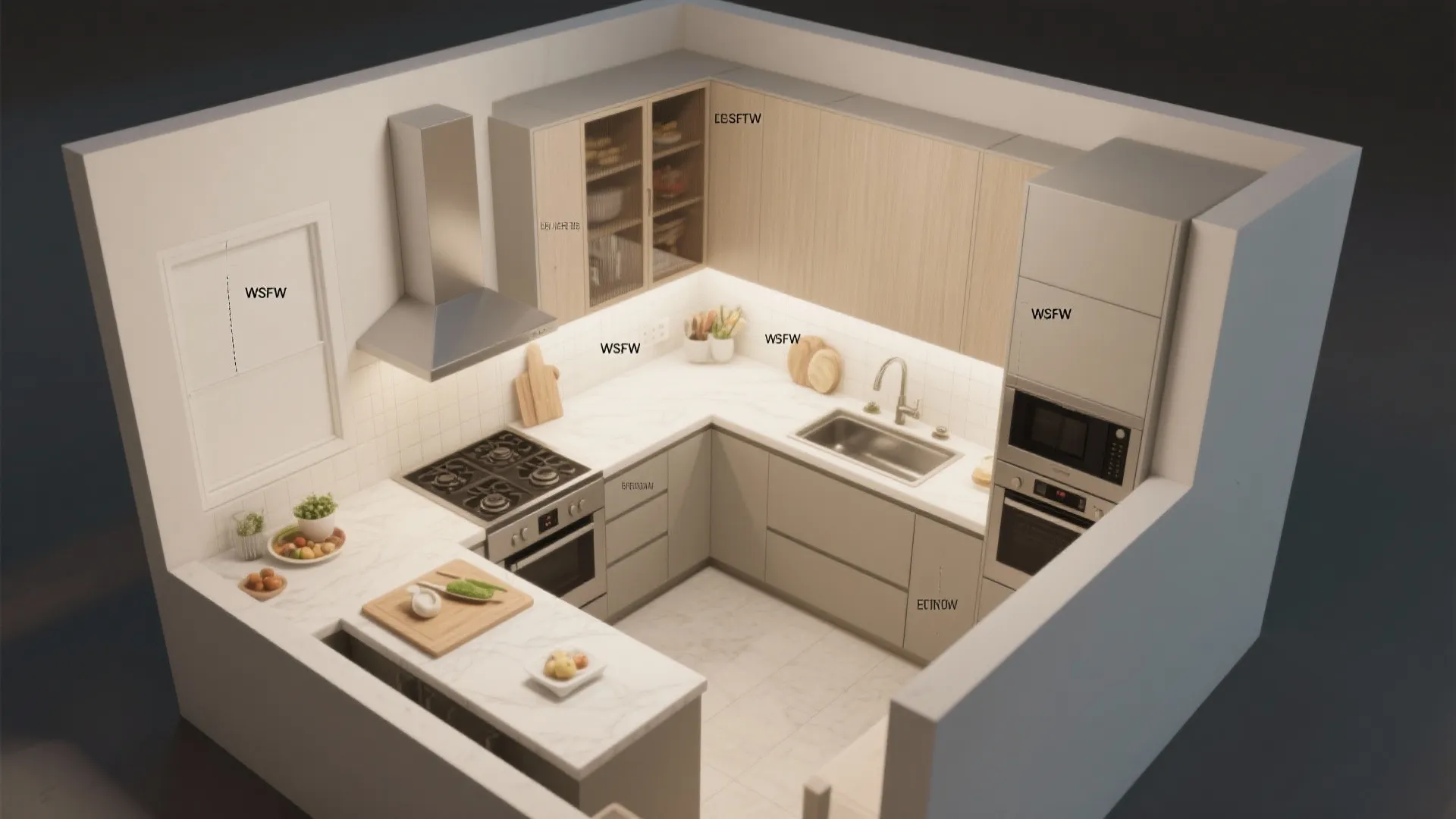 Space-Savvy Kitchen: Parallel or L-Shape with Tall Pantry