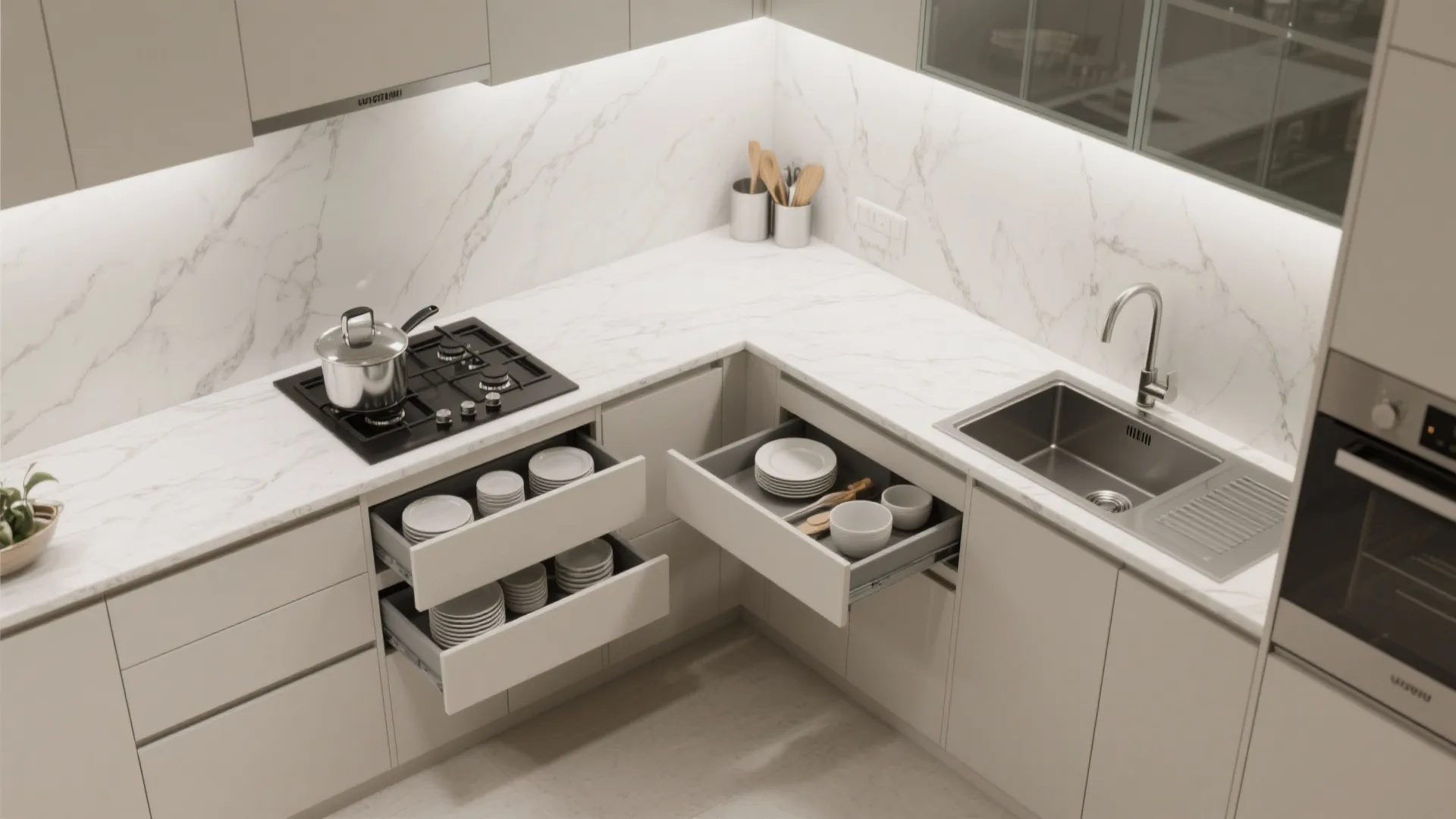 Minimalist kitchen storage for compact 2 BHKs