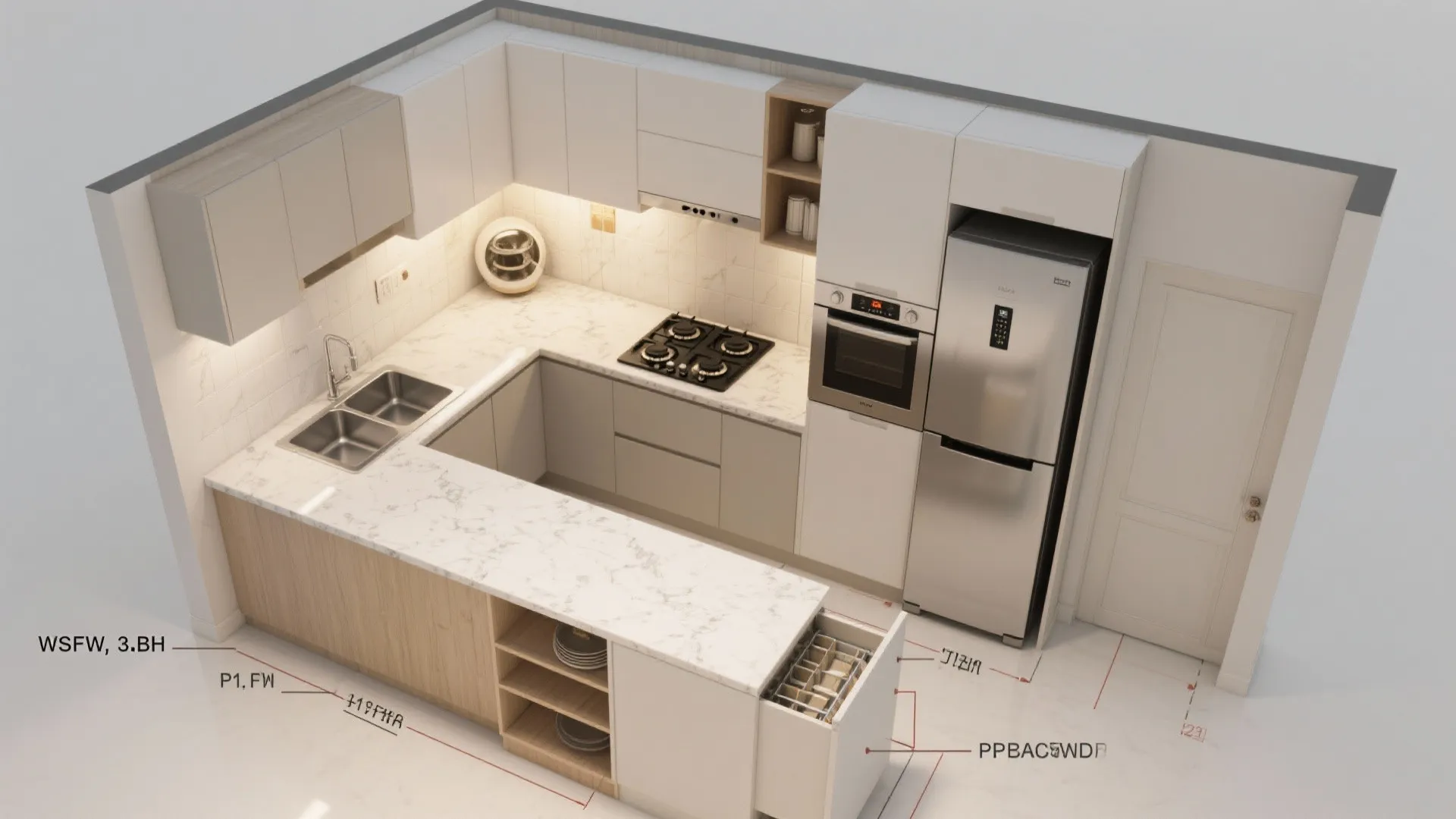 Smart kitchen ergonomics tailored to 3 BHK cooking