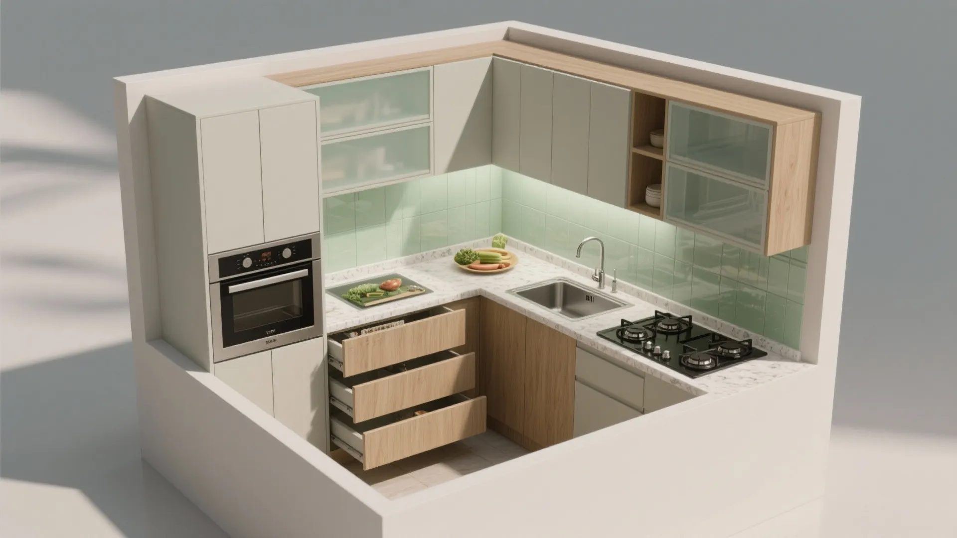 Minimalist kitchen storage that actually handles Indian cooking