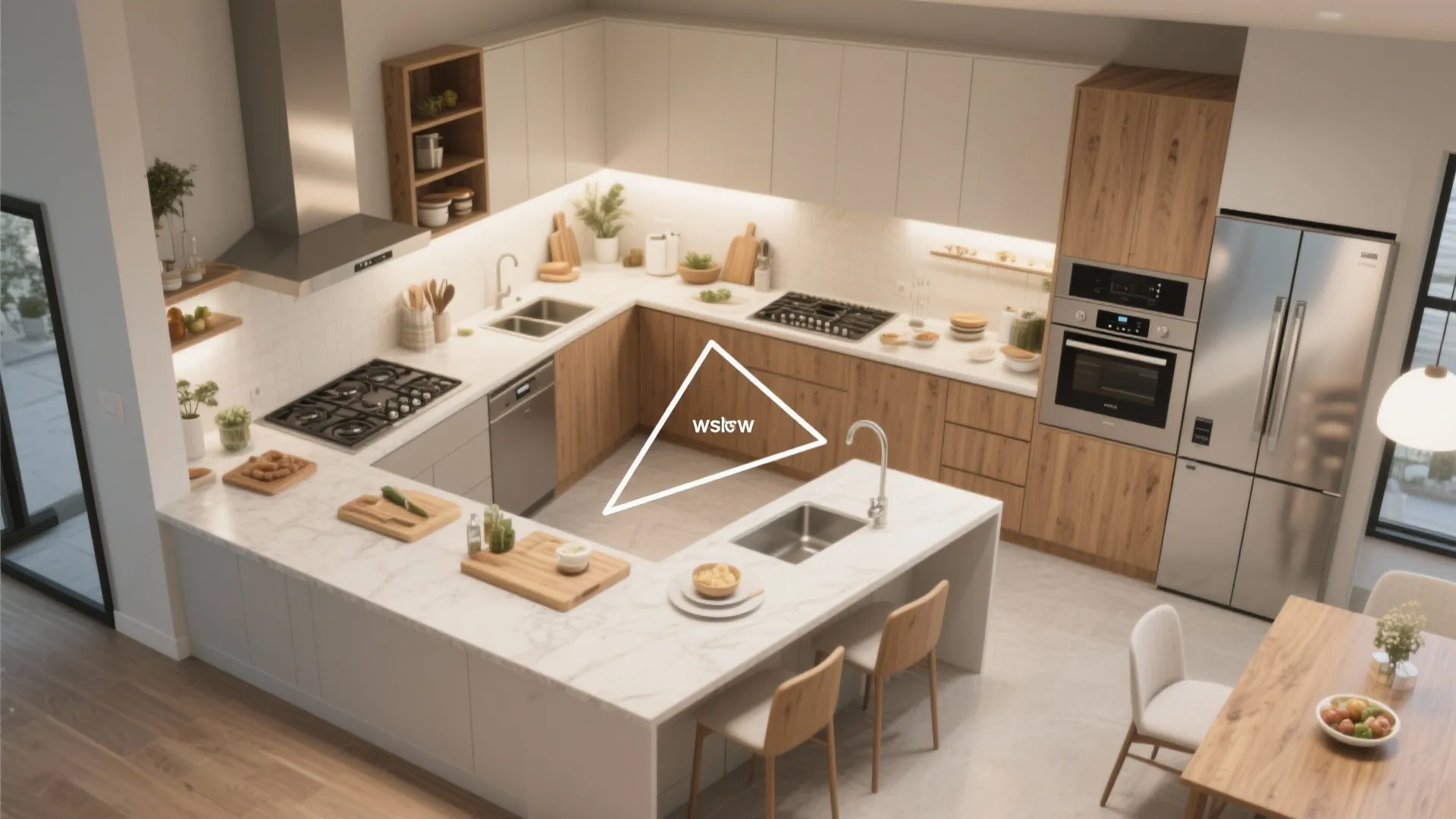 Open-Plan Kitchen with Defined Work Zones