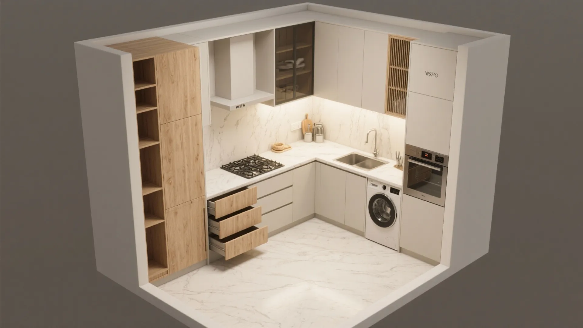 Layered Storage in the Kitchen (Tall + Under-Counter + Utility)