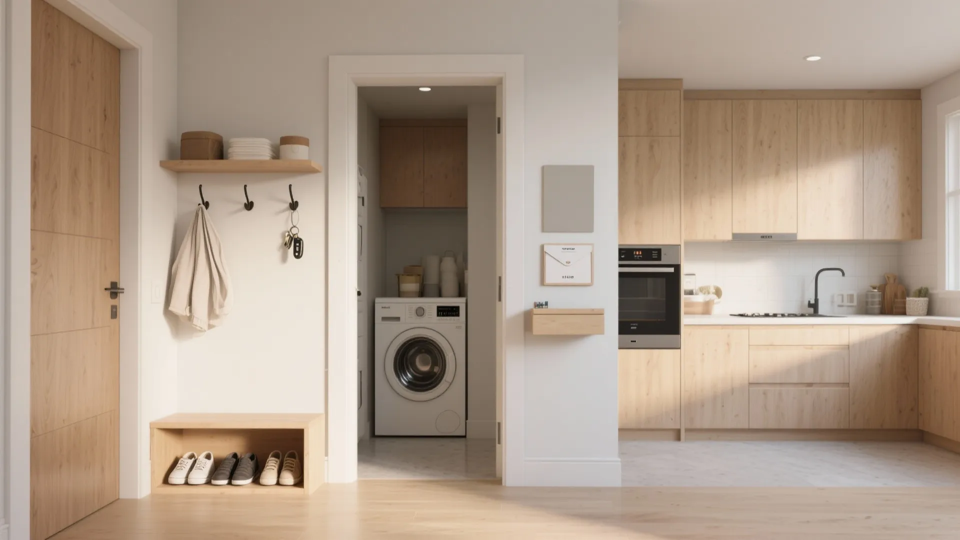 5. Design a tidy transition area that links to the kitchen