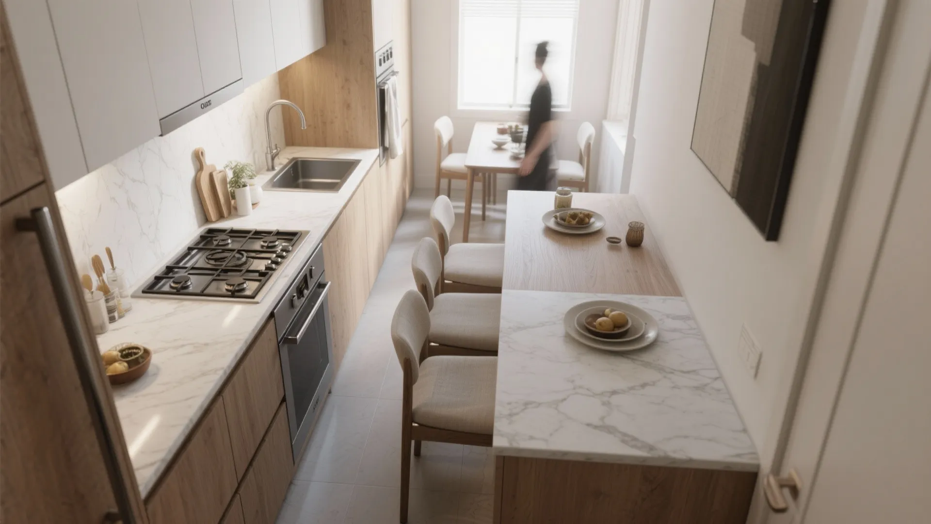 5. Integrate the kitchen-dining work triangle for flow