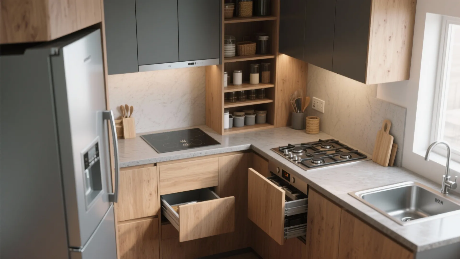 4. Efficient kitchen triangle and pantry nook