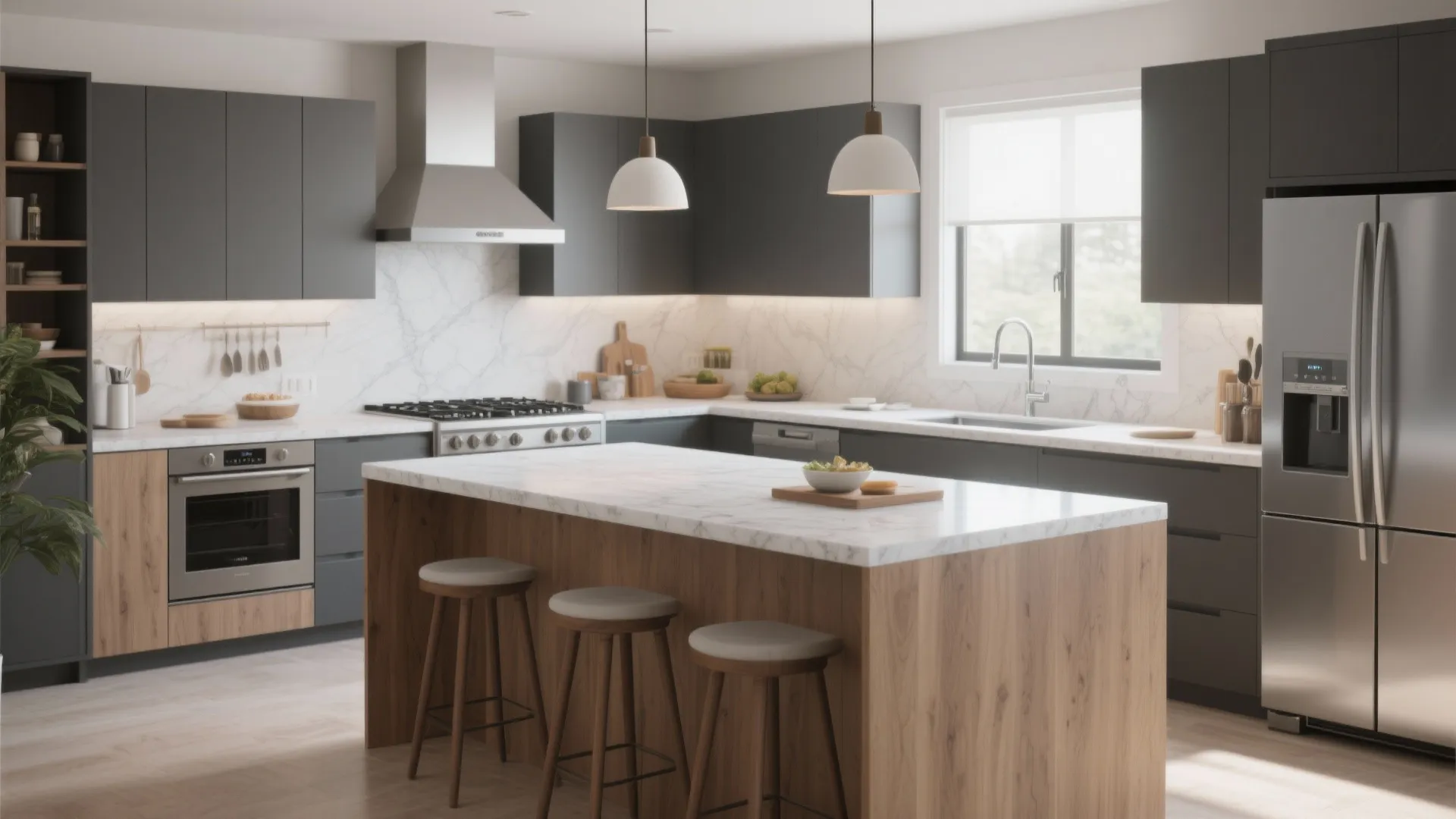 3. Efficient kitchen triangle with an island