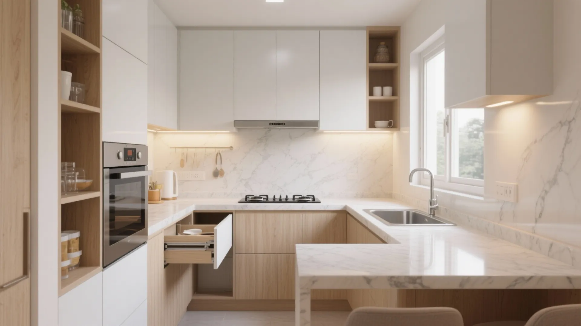 Modular Kitchen That Works Hard (Parallel or L-Shaped)