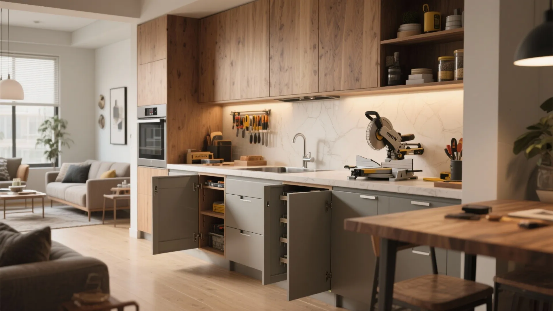 5. Kitchen-style Workbench for Tight Spaces