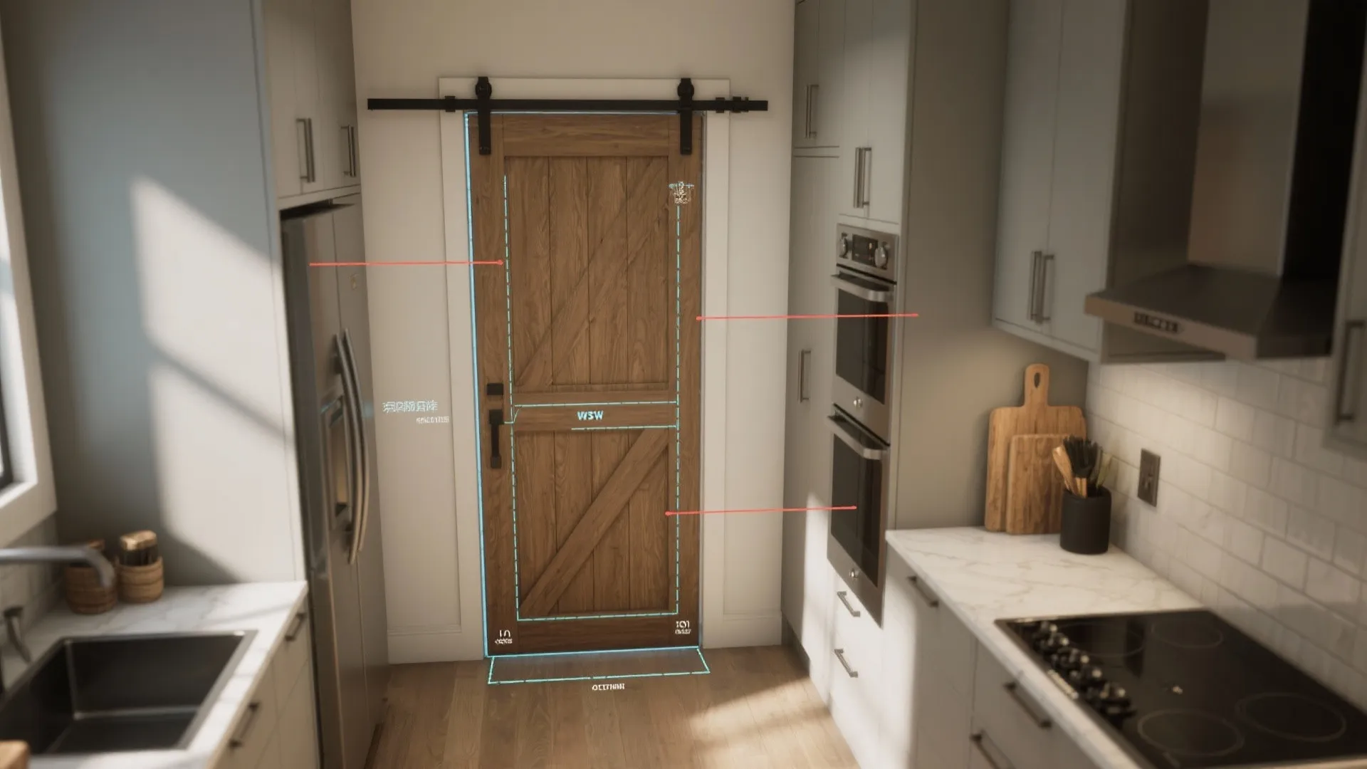 5. Smart Barn Doors for Tiny Kitchens and Closets
