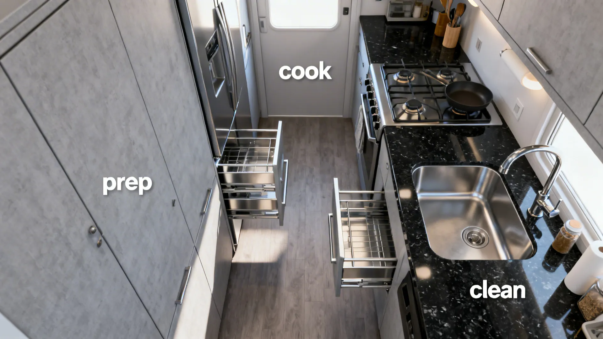 Light Gray + Stainless + Easy-Clean Workflow