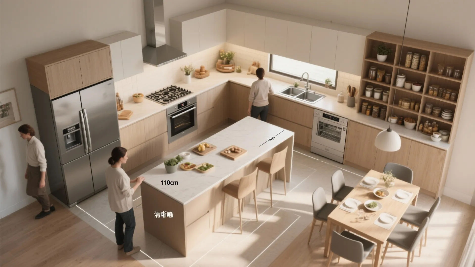 Zone-Based Workflow in a Family Kitchen