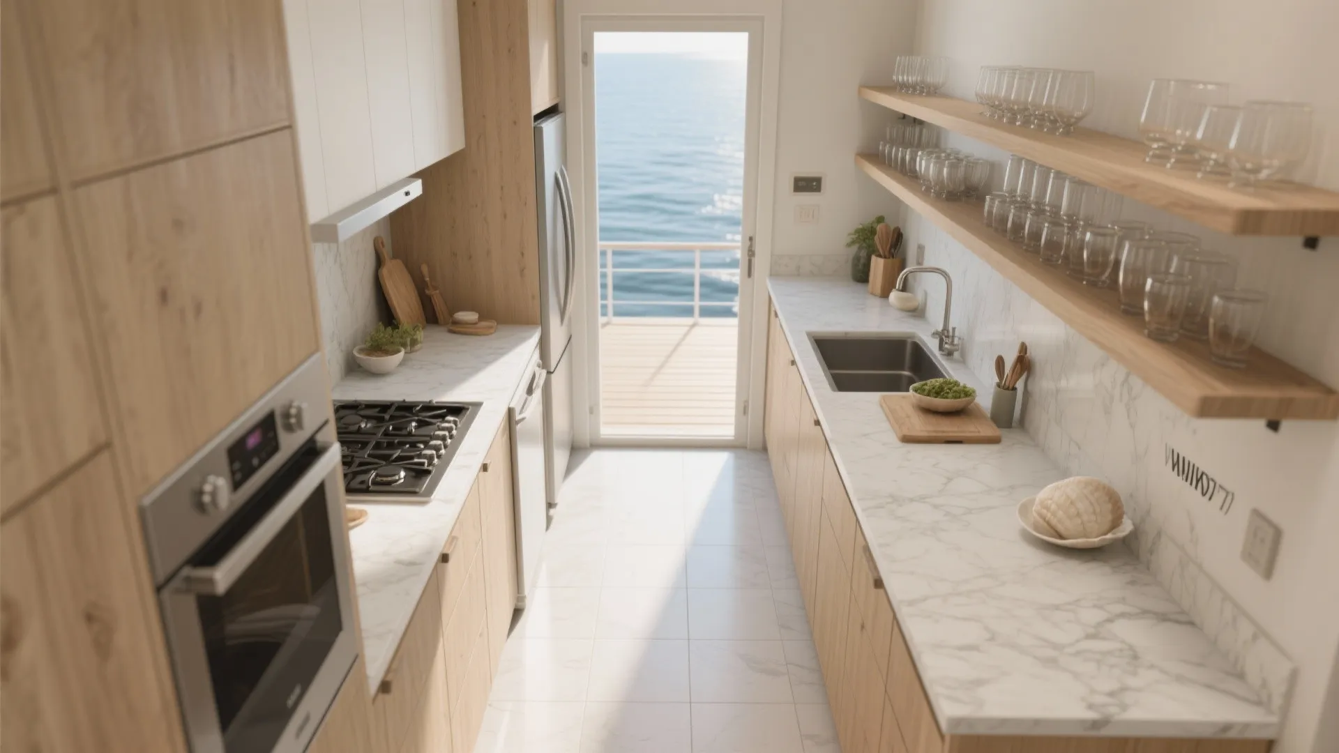 Compact Coastal Kitchens that Entertain