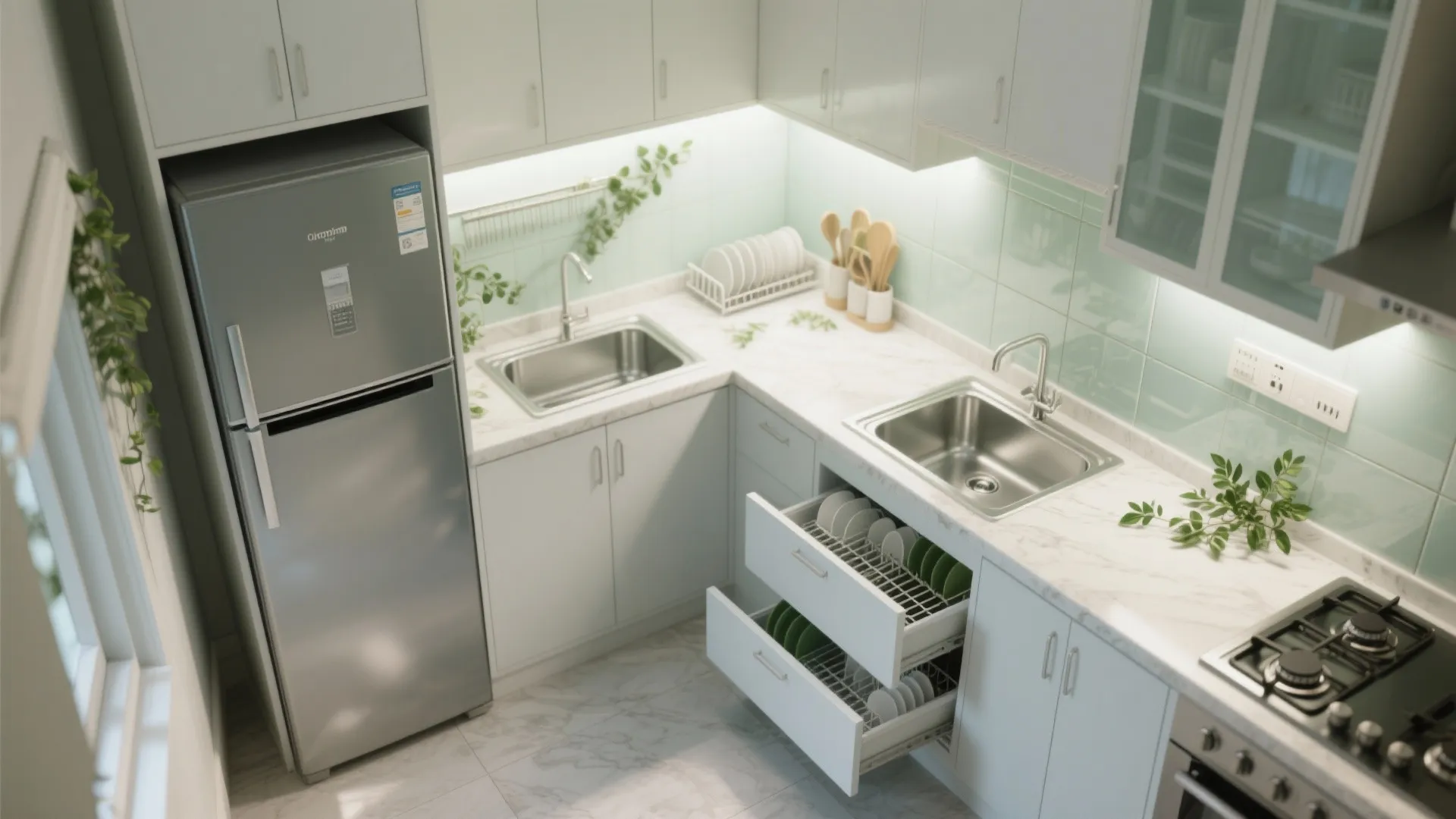 Kitchen zoning that feels bigger than it is