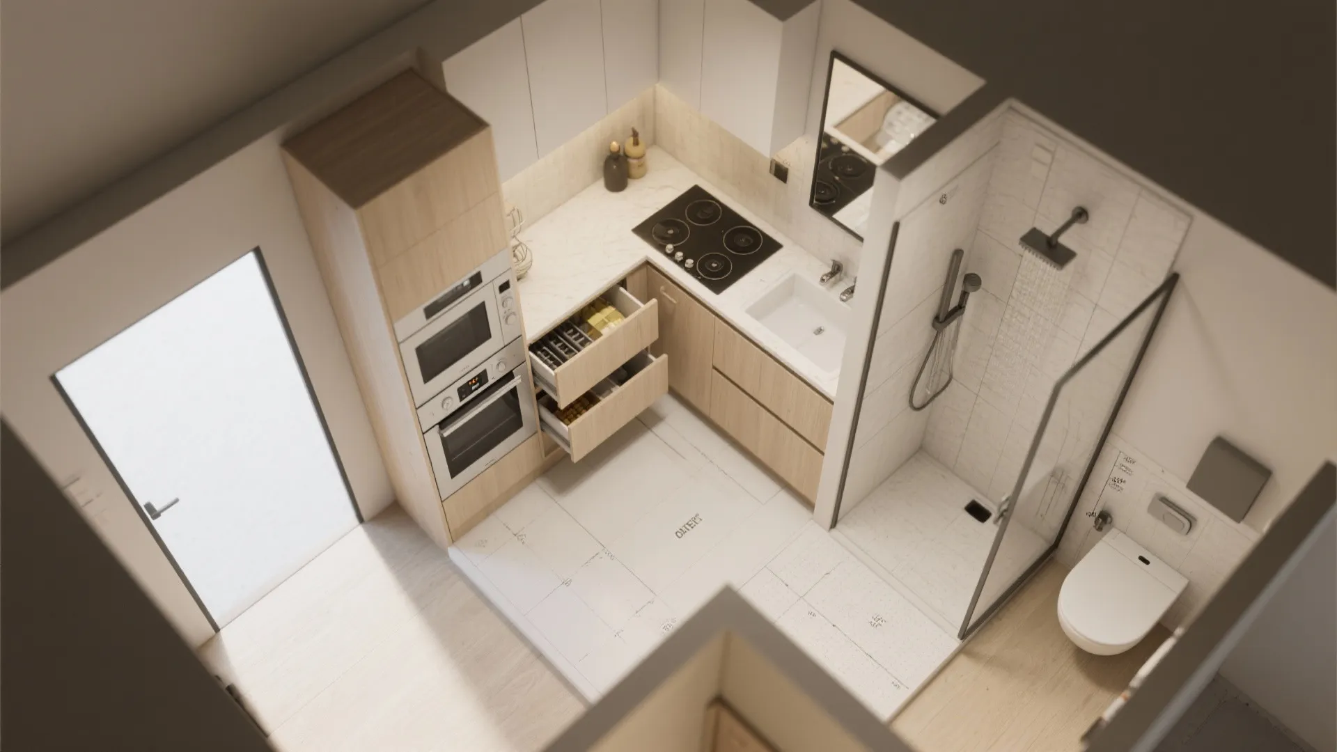 5. Smart kitchenette and bathroom layouts