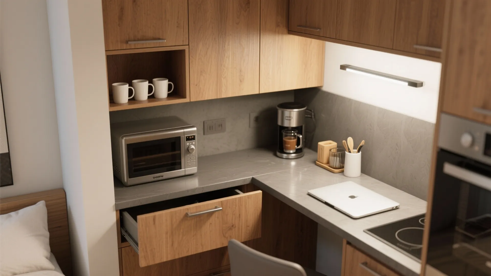 2. Make a kitchenette-fit desk for multi-use spaces