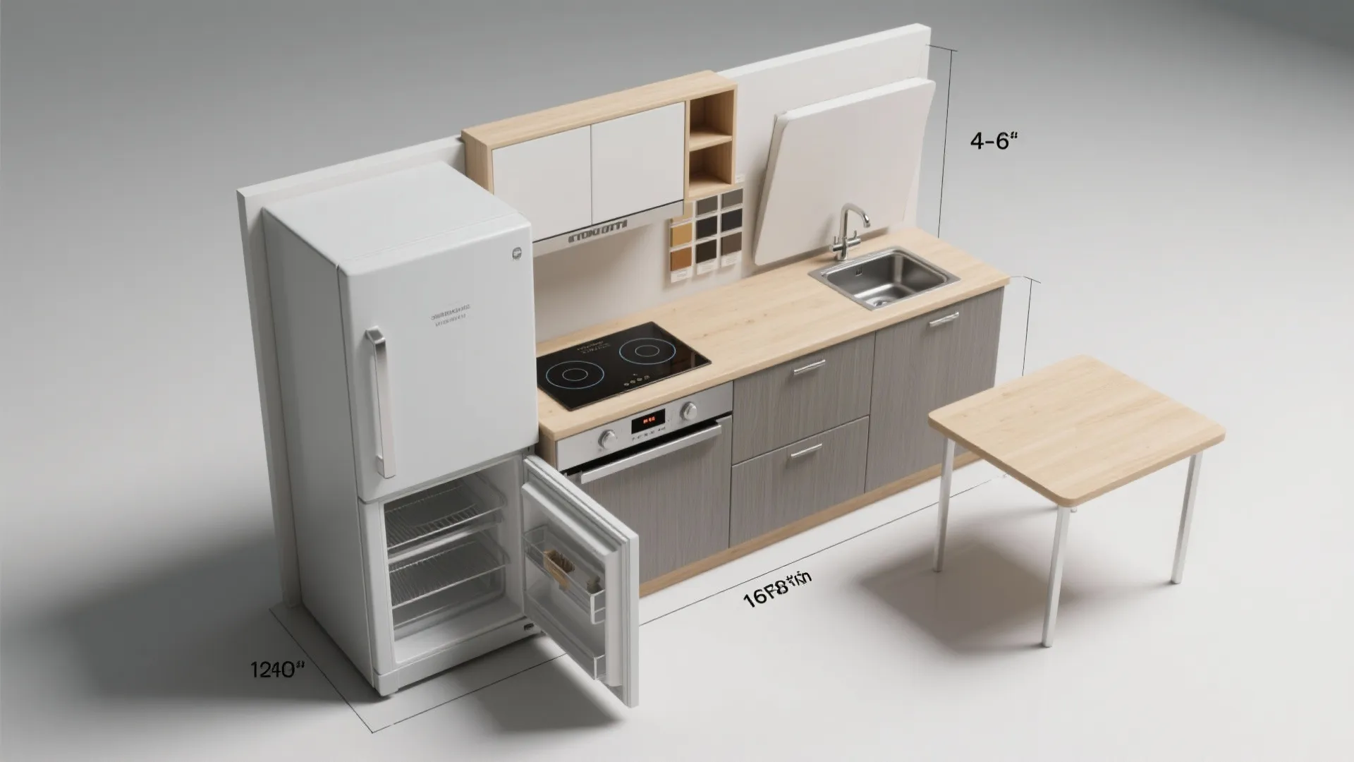 4. Kitchenette / Microliving Setup (4–6 ft / 1.2–1.8 m)