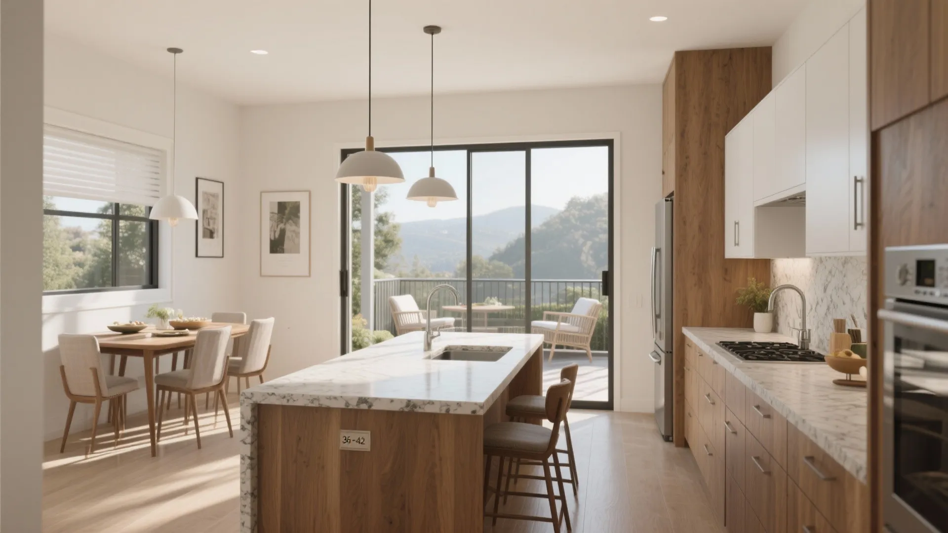 Open Kitchen–Dining with Direct Balcony Access