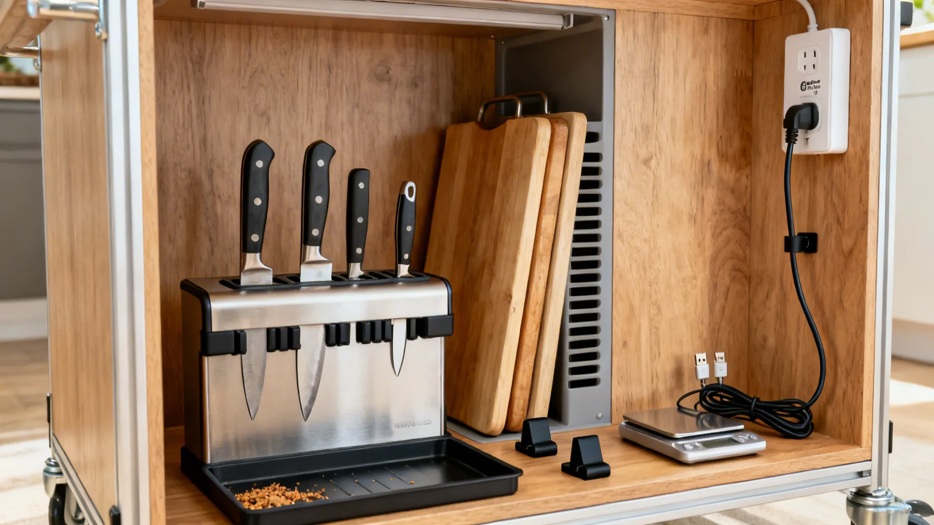 4) Knife Dock, Board Niche, and Charging Bay