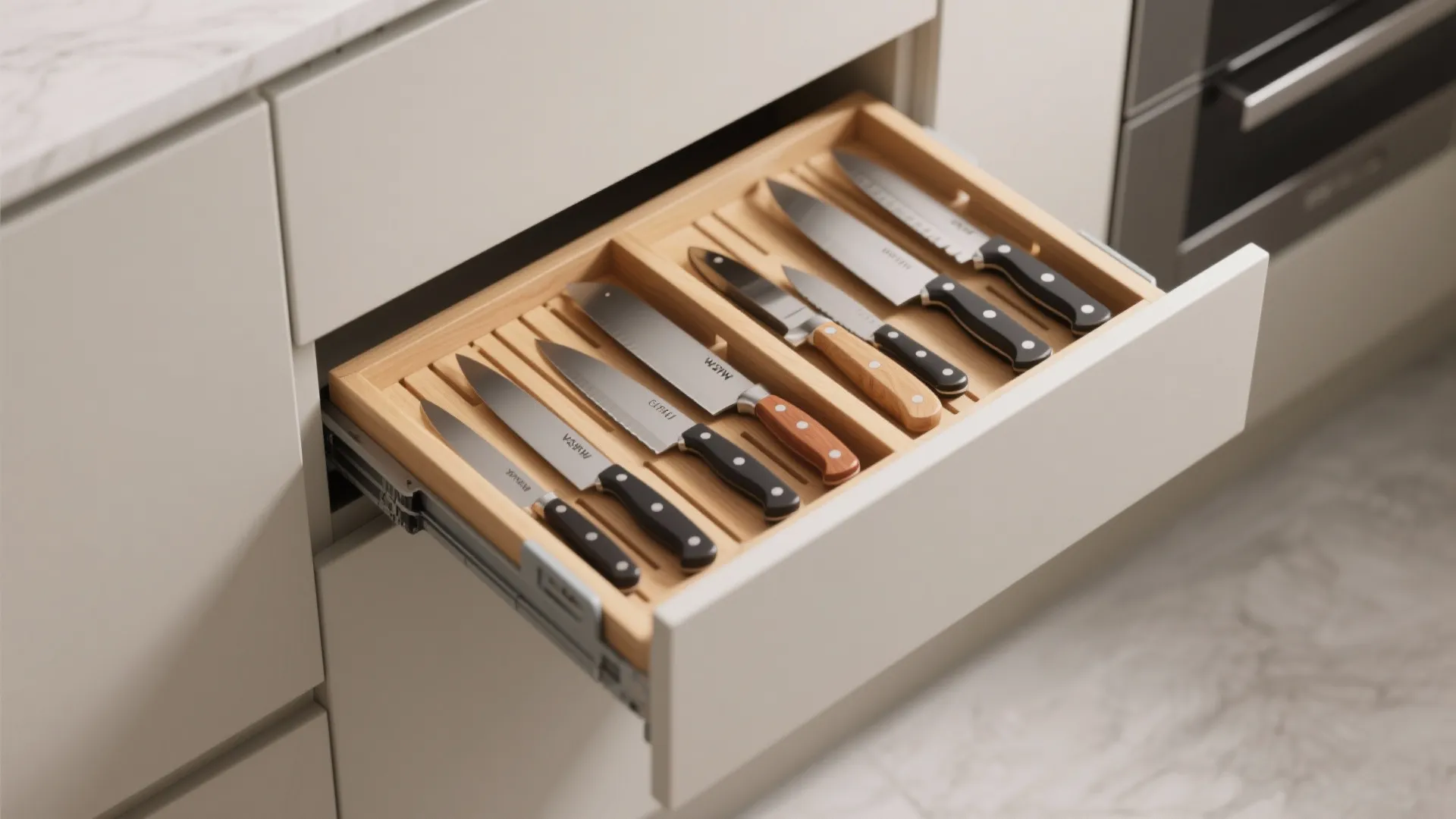 8. Knife Drawer with Safety Slots
