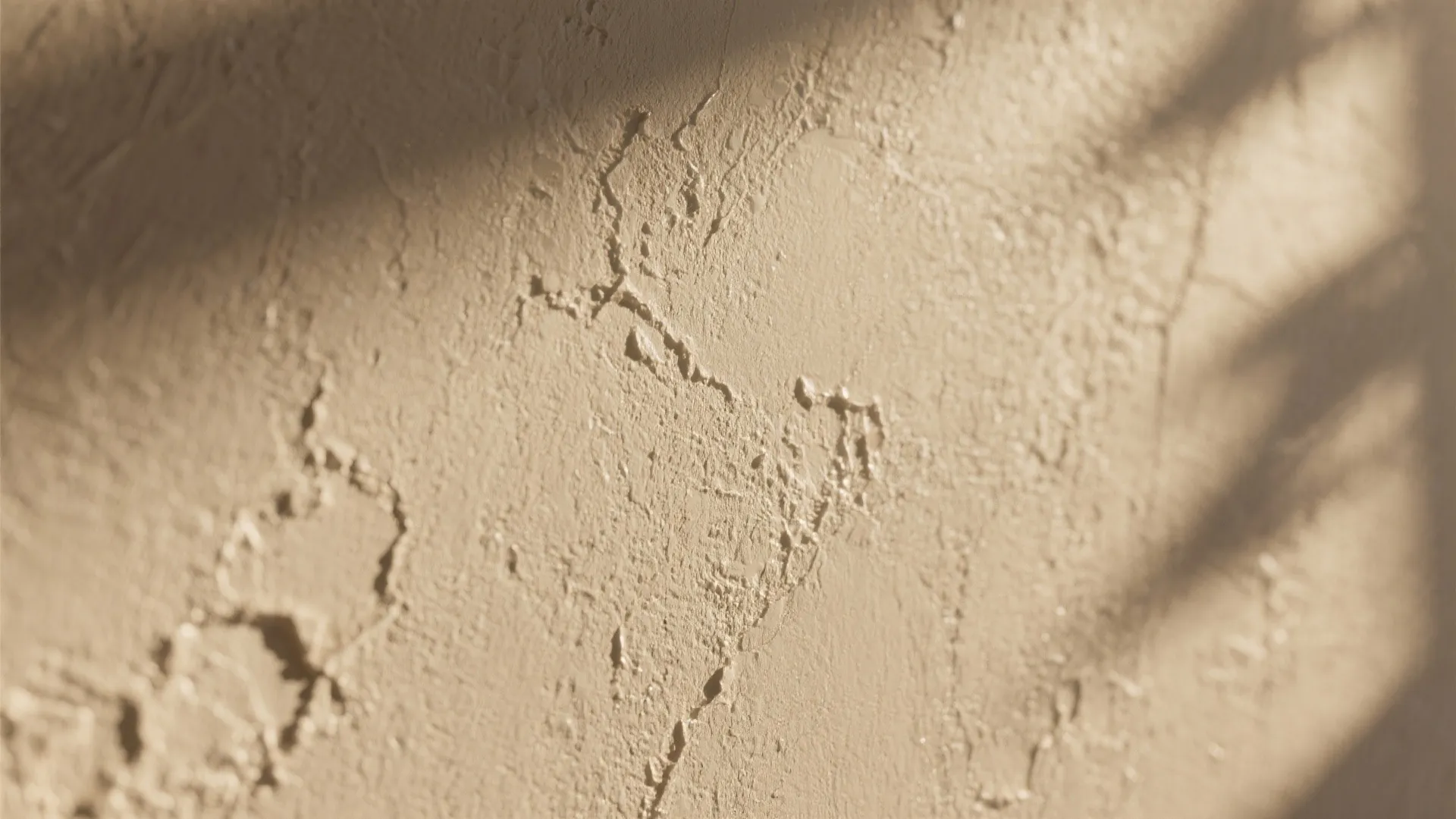 Close up view of beige textured wall panel surface with soft shadows and natural light