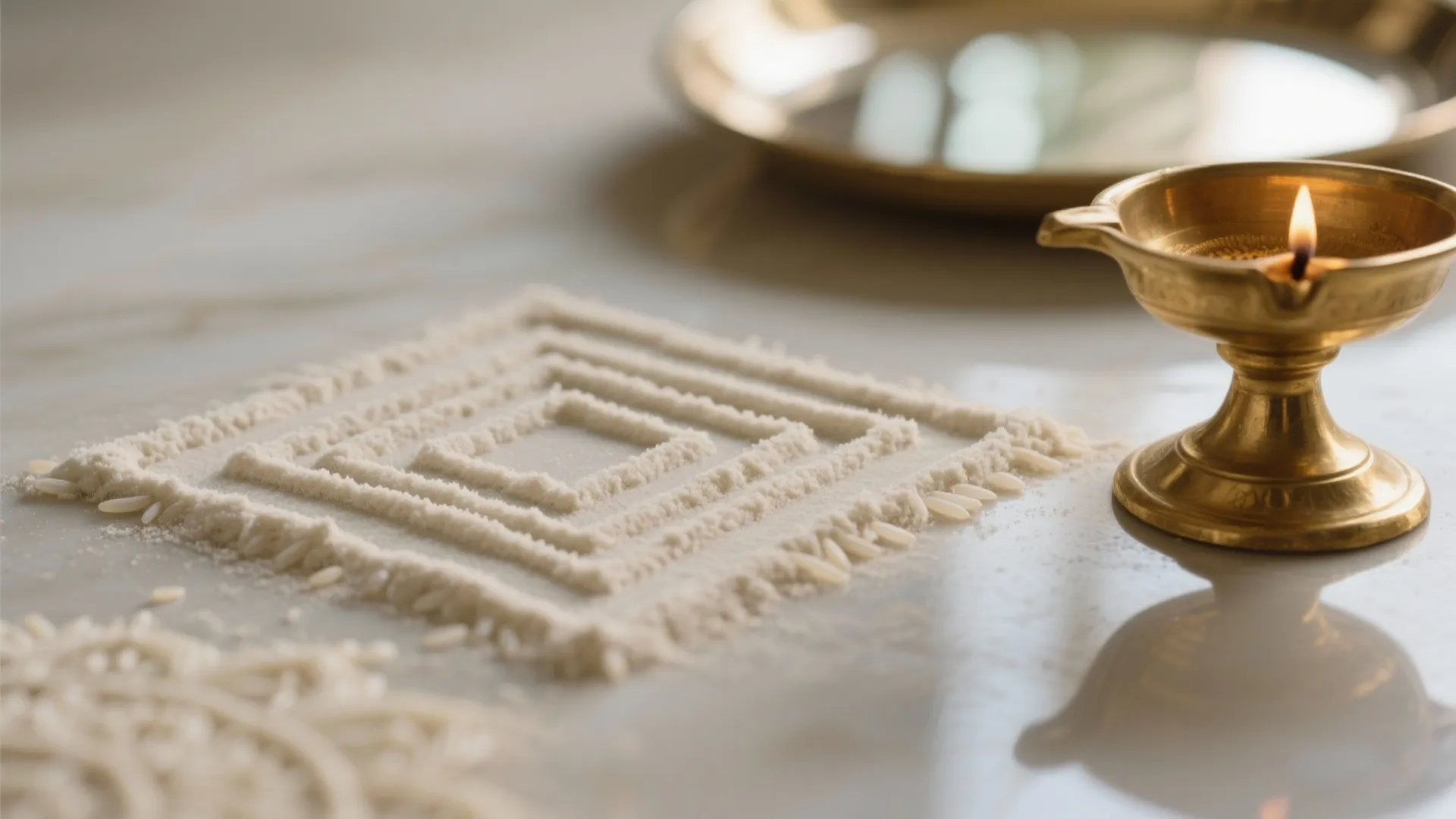 Geometric Kolam with Brass Accents