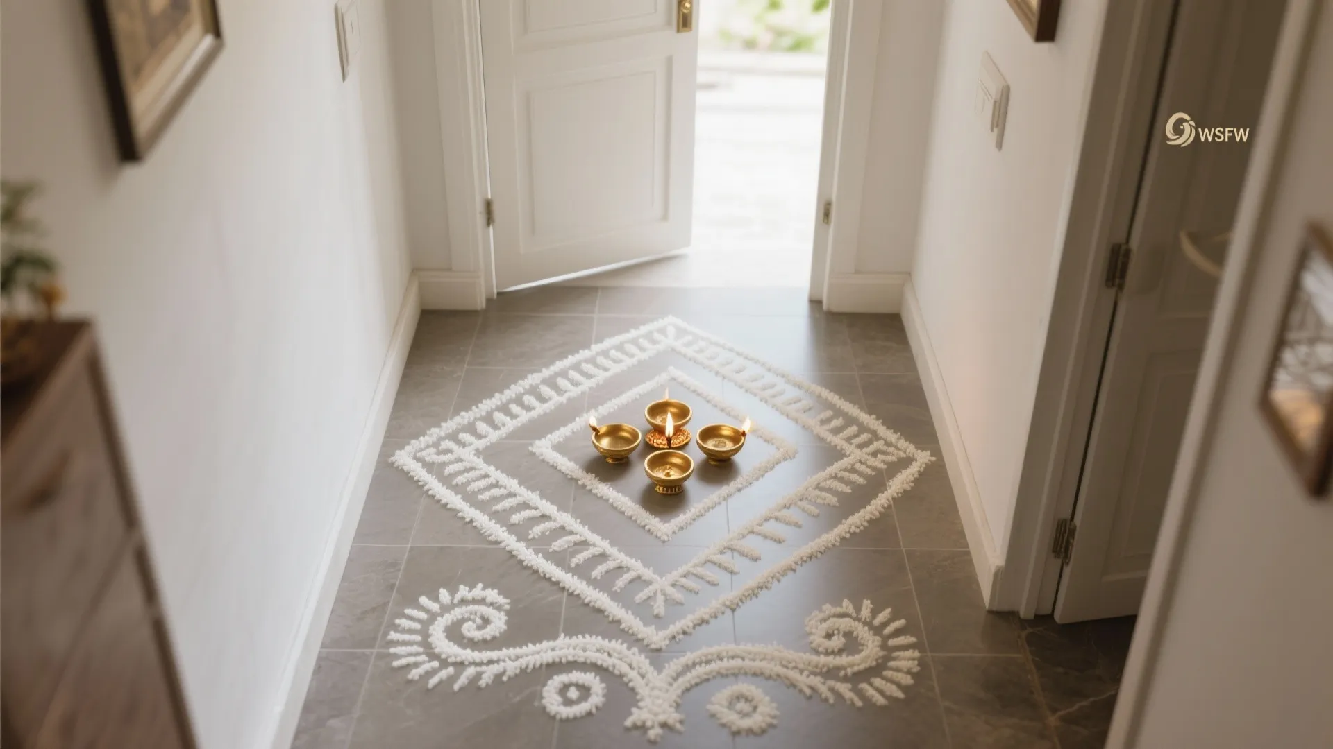 Geometric Kolam with Rice Flour