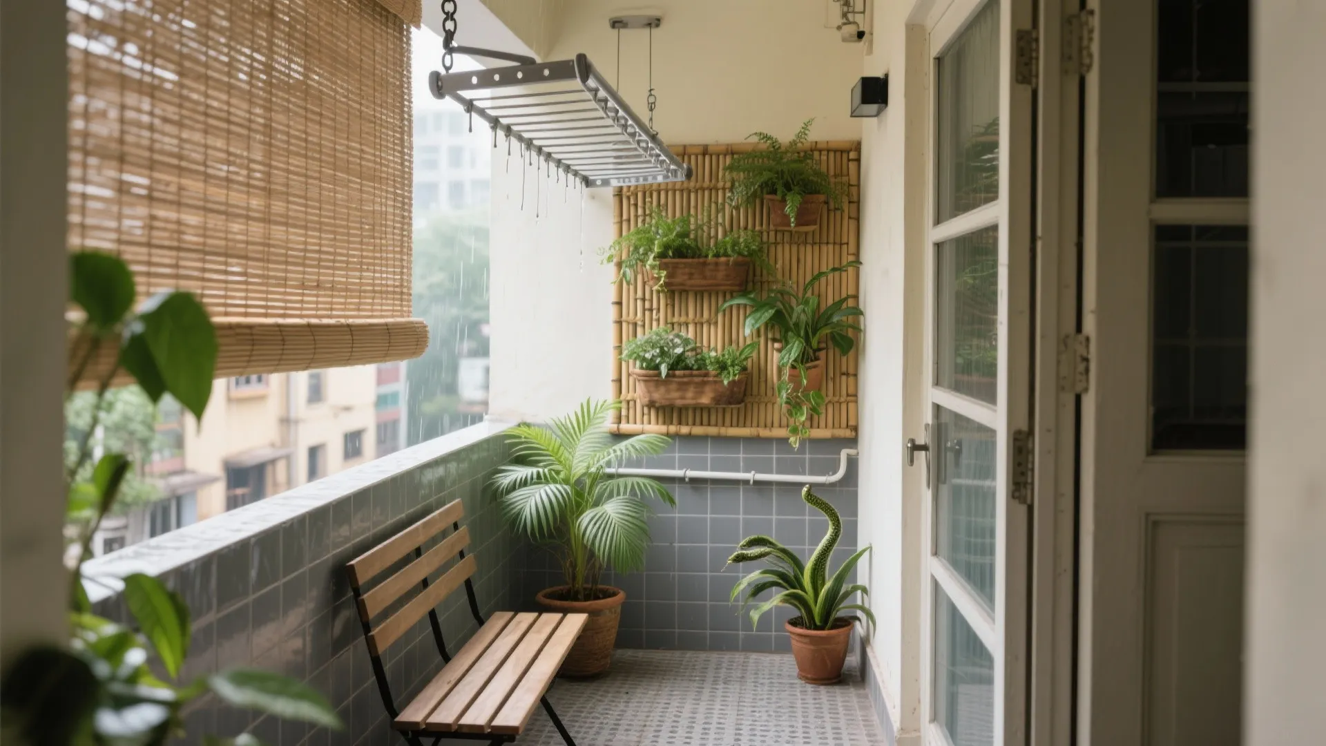 4) Balcony + utility: biophilic corner that beats the monsoon