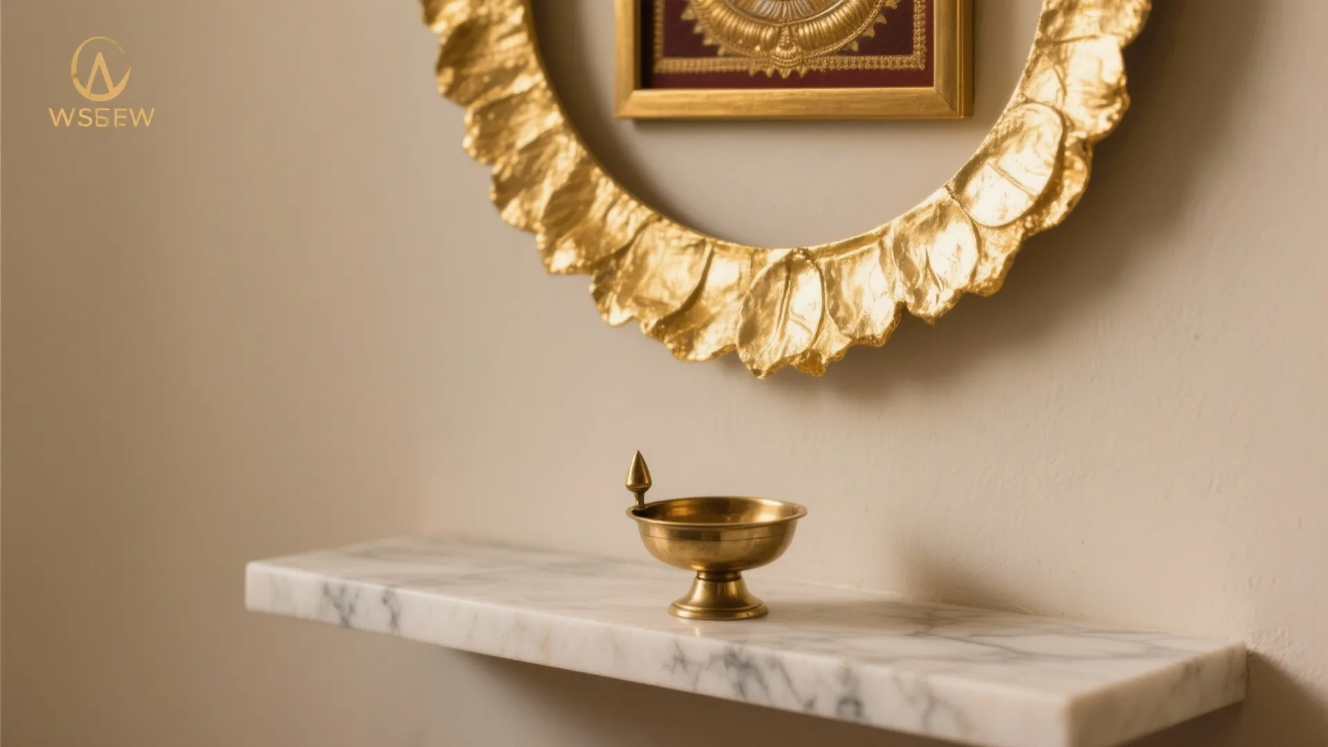 Gold Leaf Halo and a Petite Marble Niche