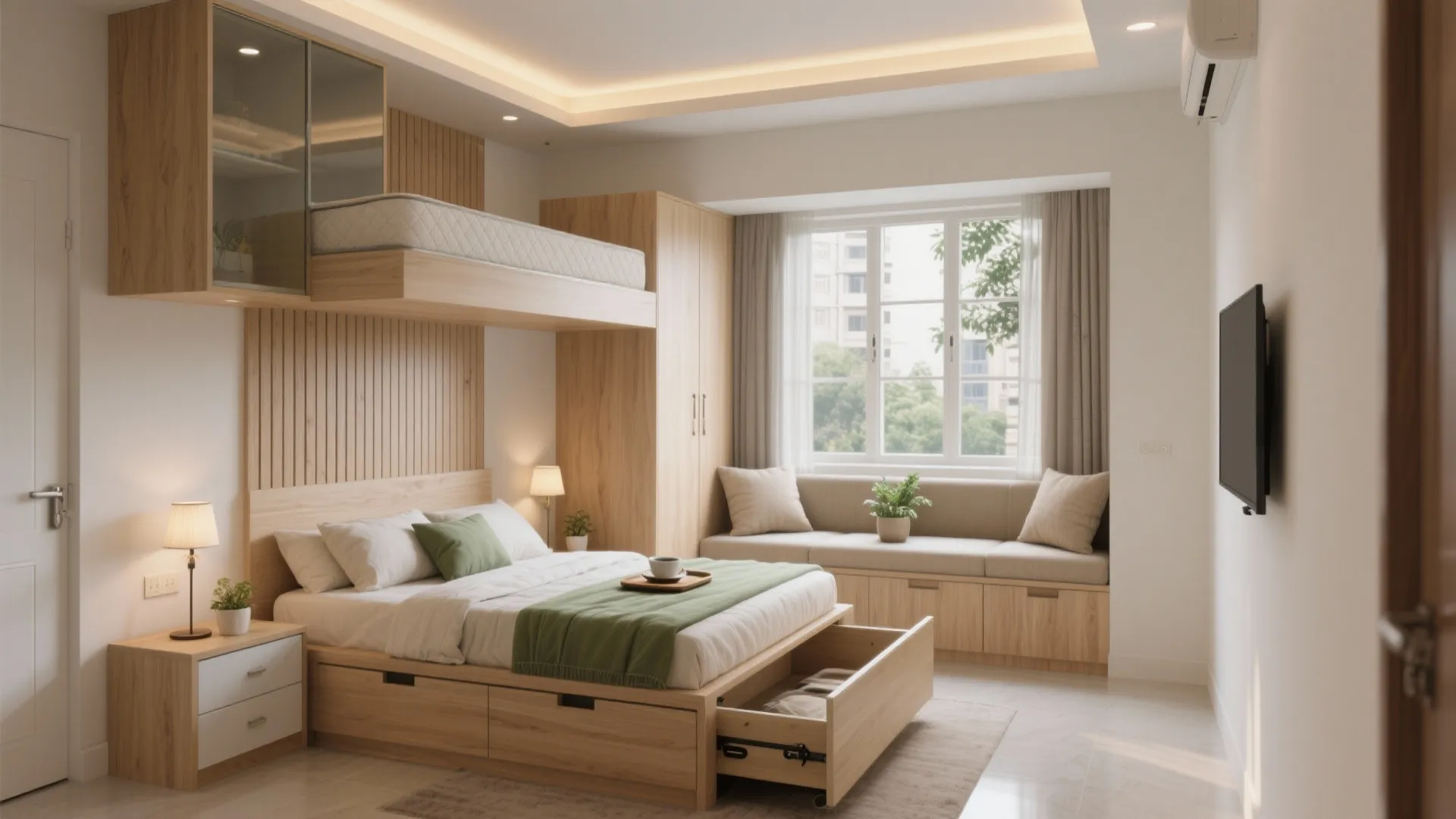 [Section: Inspiration 5] Bedroom smarts: platform storage, lofts, and bay-window seating