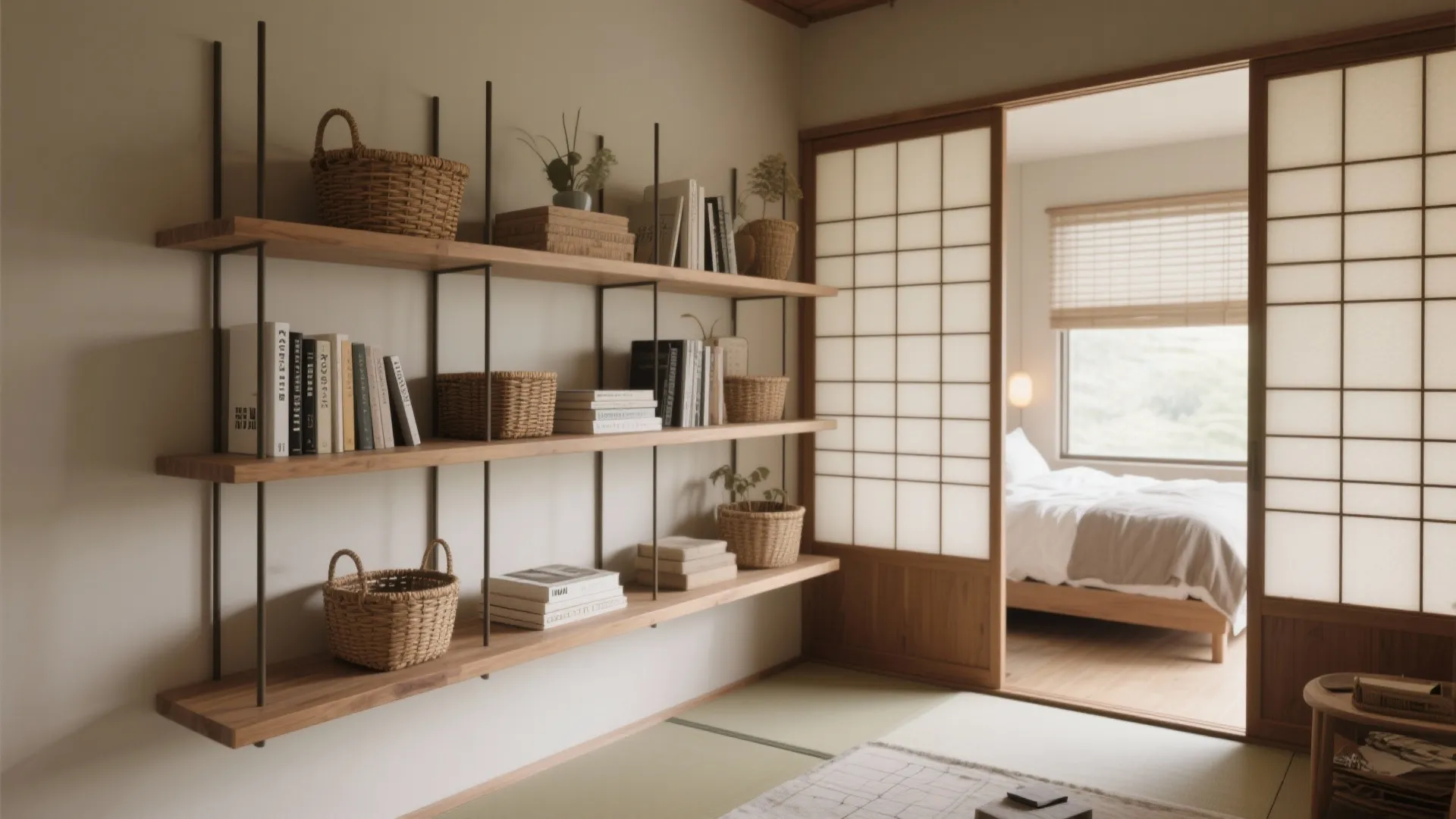 Tips 3: 収納で仕切る—奥行き浅めのシェルフを“背面グリッド”に