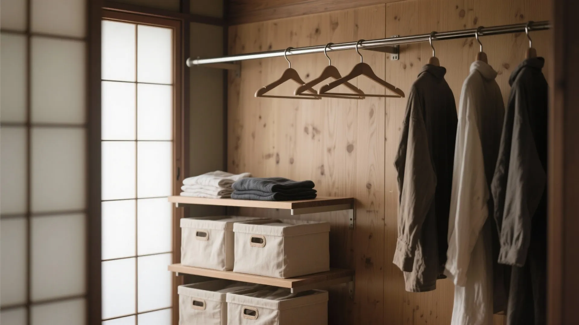 Tips 3: クローゼットが小さいなら“吊る＋畳む”をステンレスで分業