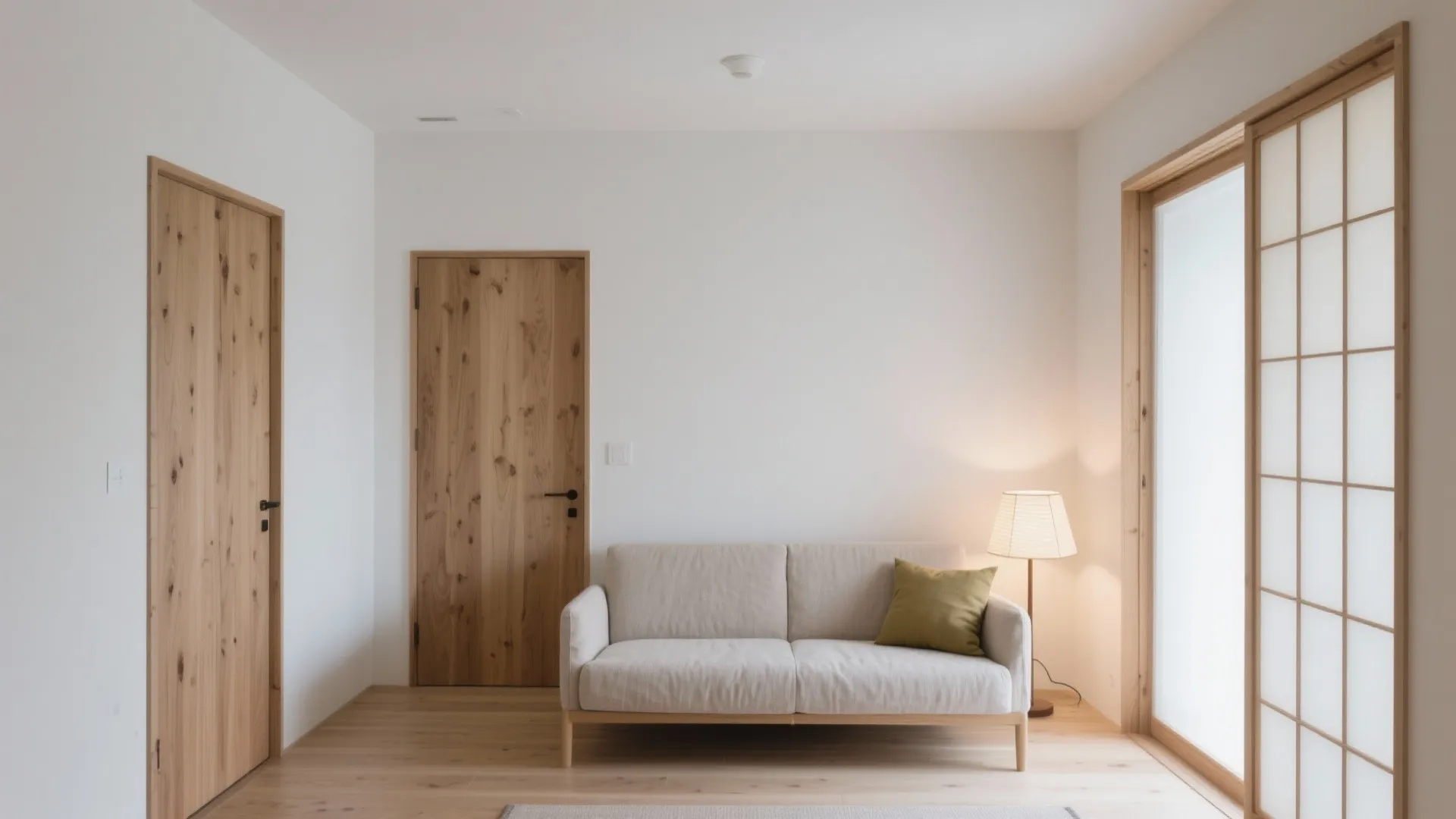 色と素材の日式風格：白×木目×1色差しで奥行きを演出