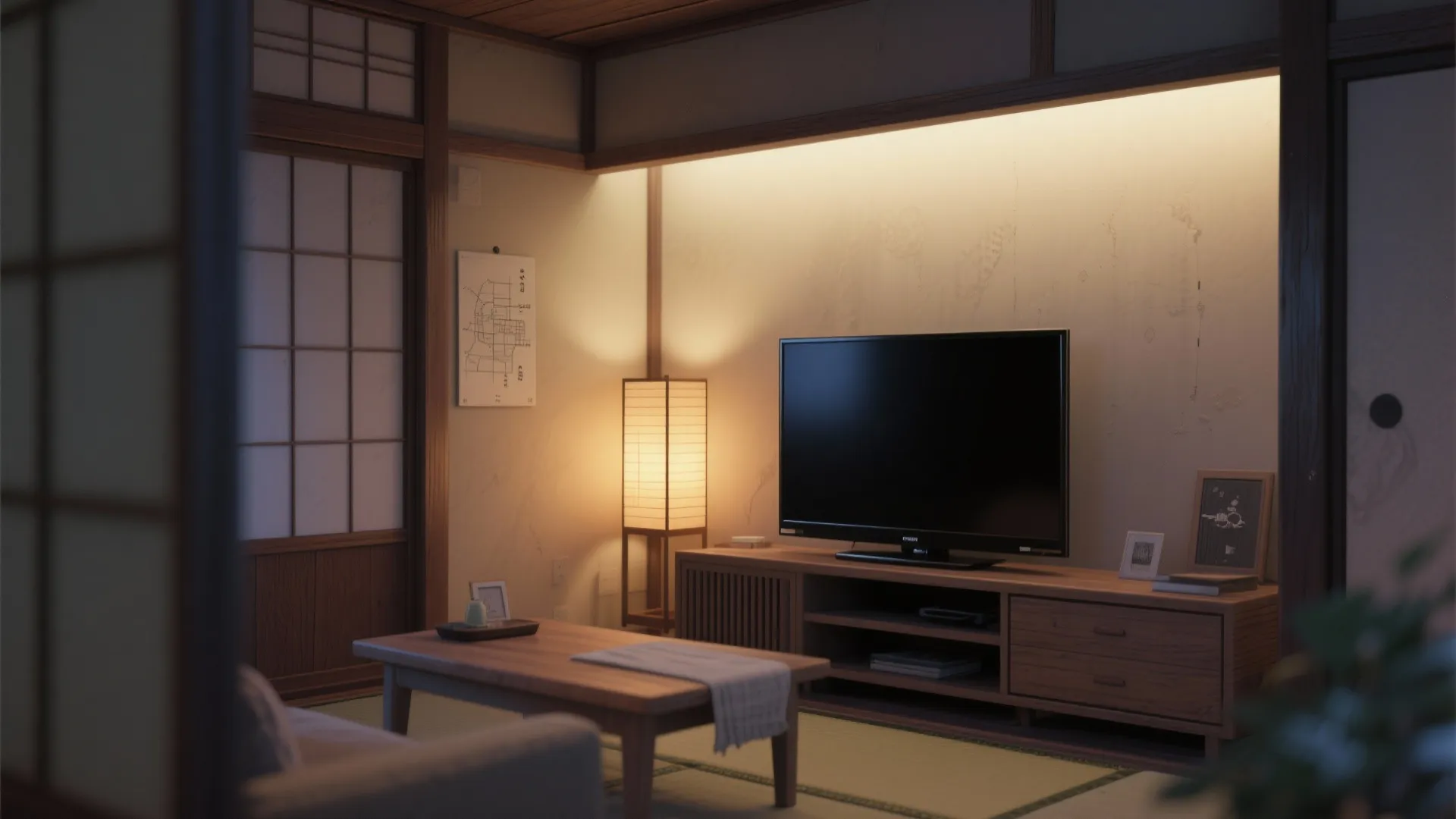 壁面の明暗設計：2Kの階調を活かす間接照明とノングレアの組み合わせ（日式風格）