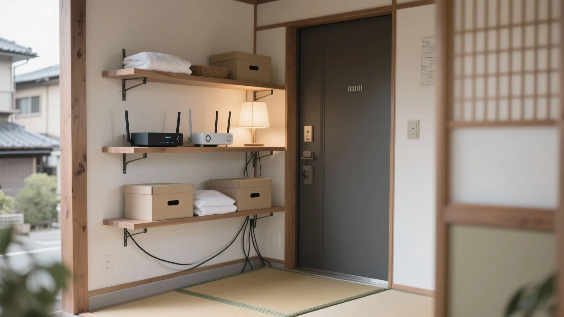 Tips 3: 配線を“収納計画”に埋め込む—京都の町家風リノベでもすっきり（收納技巧）
