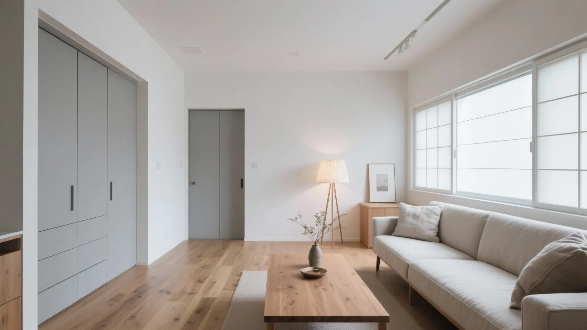 日式風格で素材と色を整える（白木×グレーで視覚的な奥行きを作る）