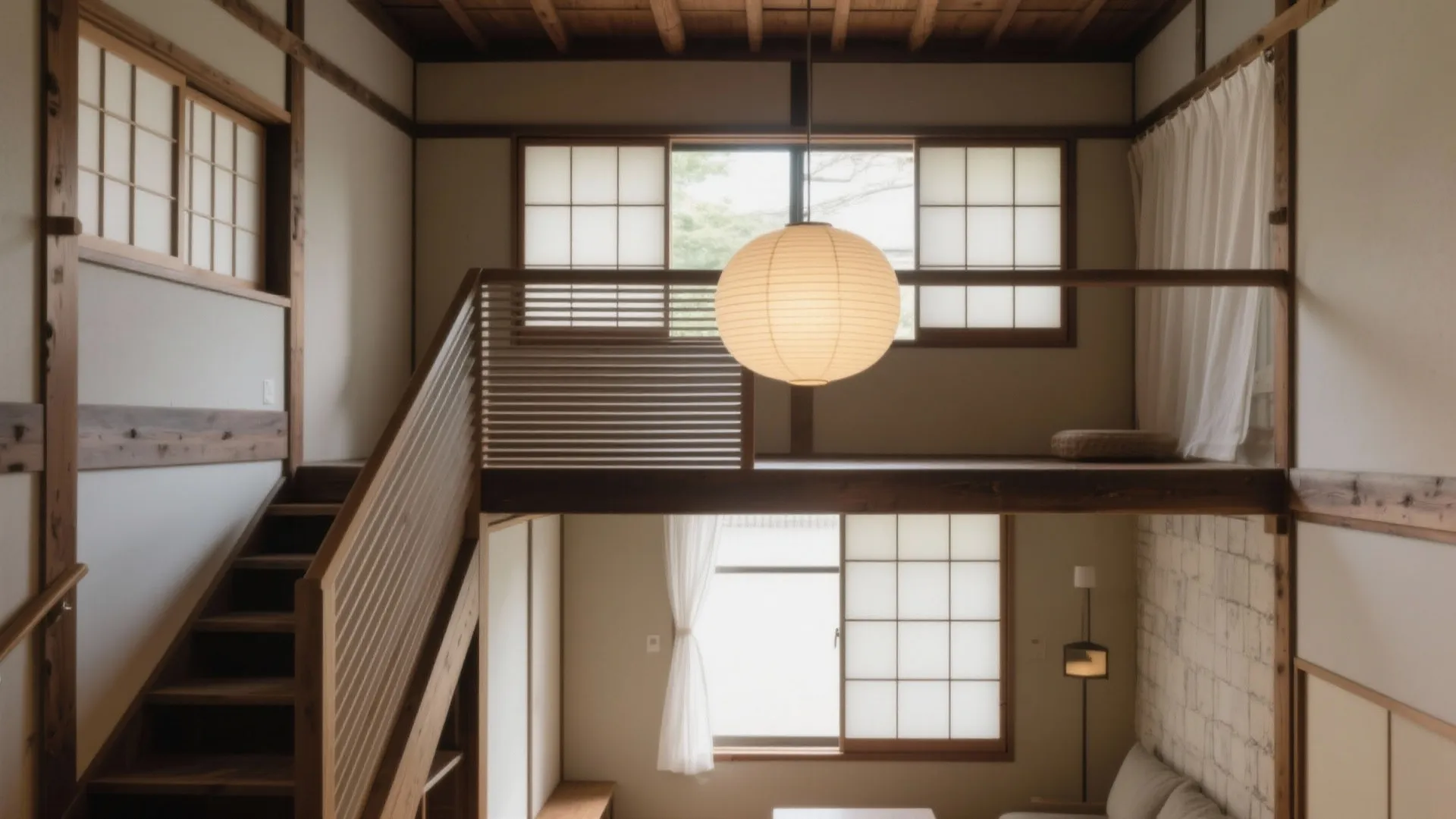 Tips 3: 「風の通り道」を確保—ロフト手すりと窓に収まりの良いスクリーン