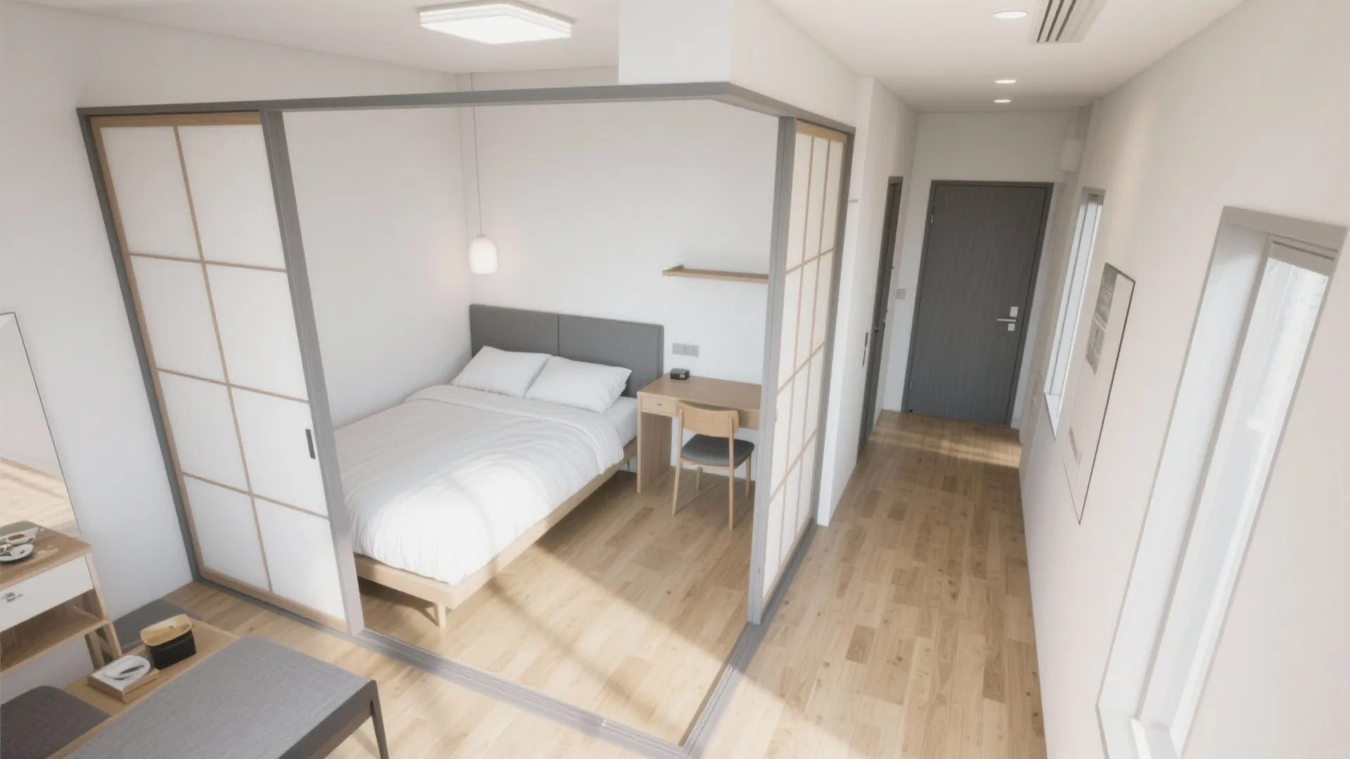 京都サイズでも効くレイアウト：ベッド140cm幅をやめて120cmに